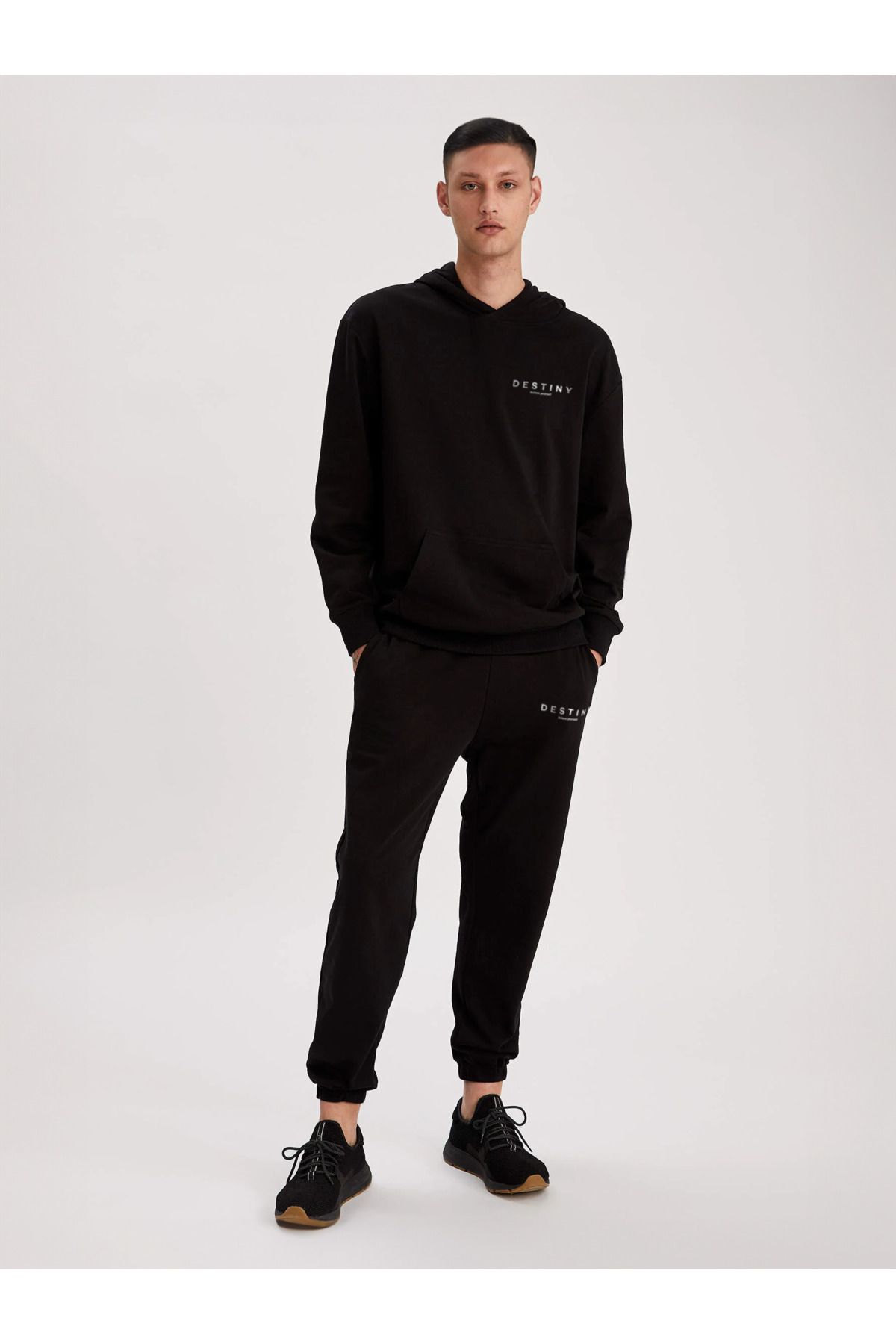 aynewmoda Men s Destiny Printed Hooded Sweatshirt Tracksuit Bottom