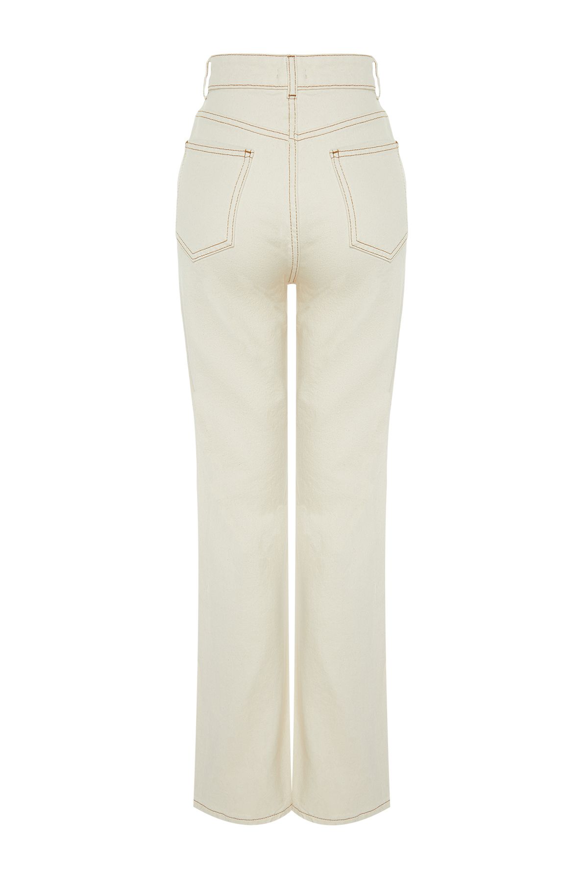 Trendyol Collection-Ecrufarbene Jeans mit hoher Taille und weitem Bein TWOAW24JE00274 8