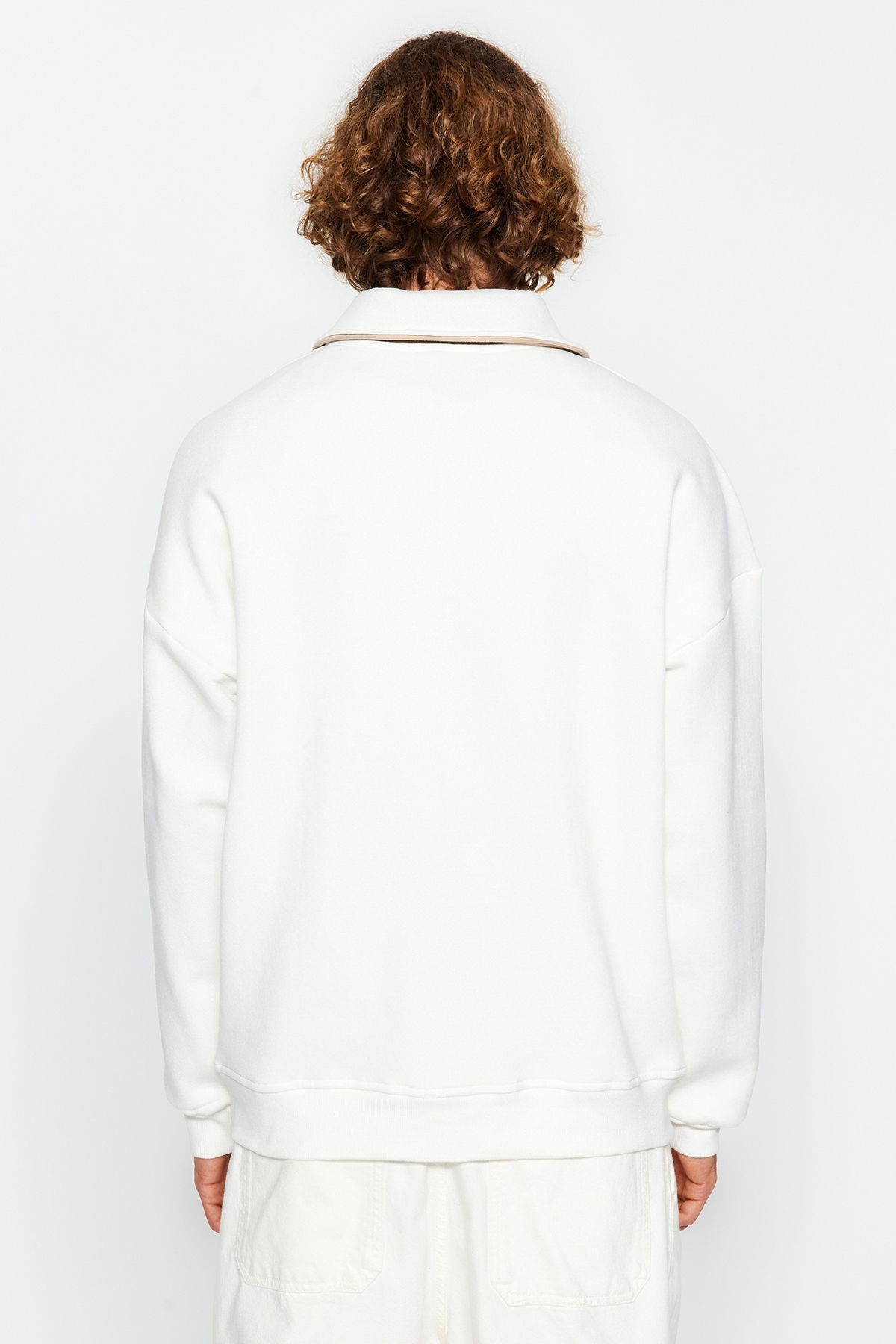 Trendyol Collection-Bluza polarowa oversize z kolorowymi blokami taupe - TMNAW24sw00130 6