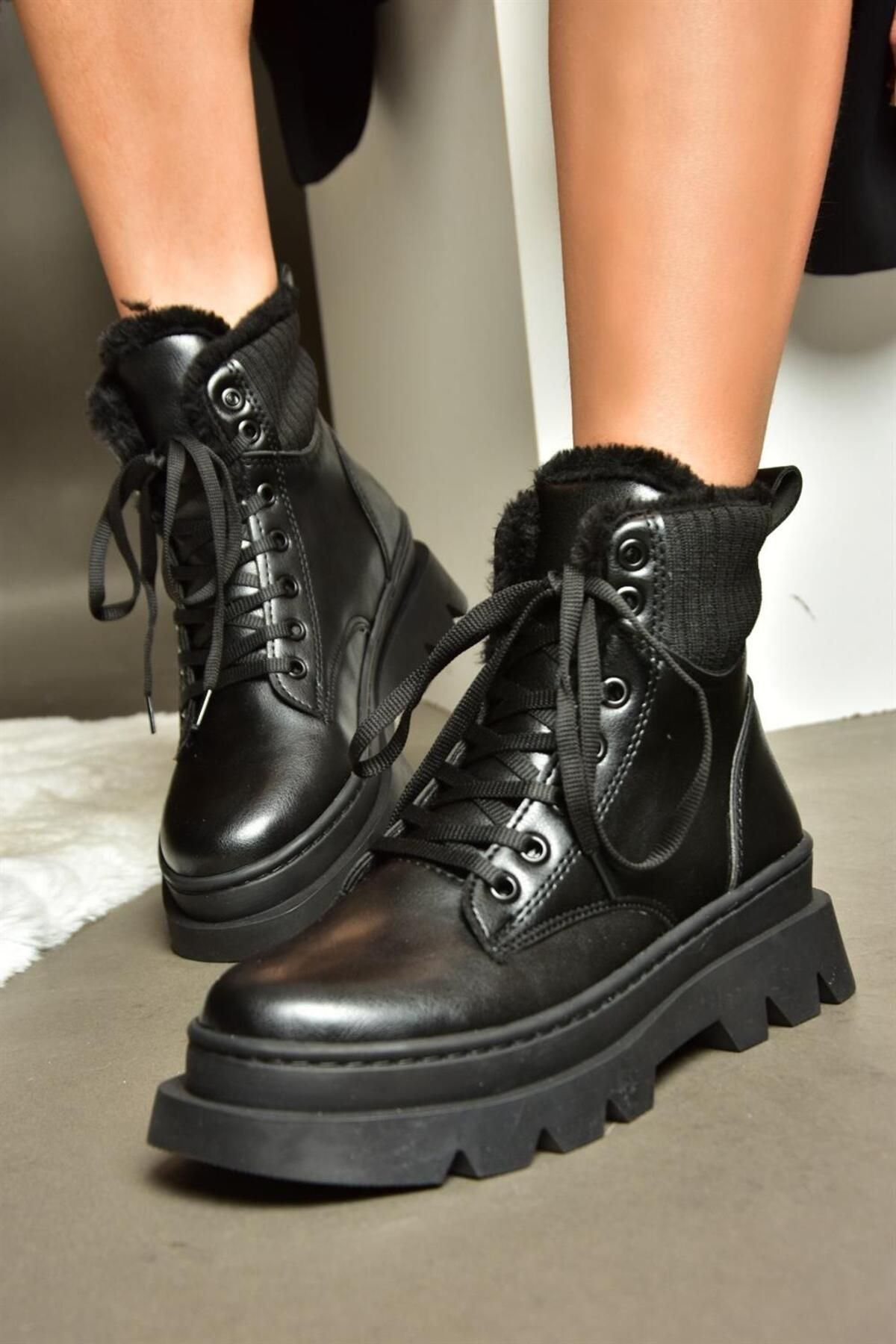 Fox Shoes Black Thick Soled Women s Boots Trendyol