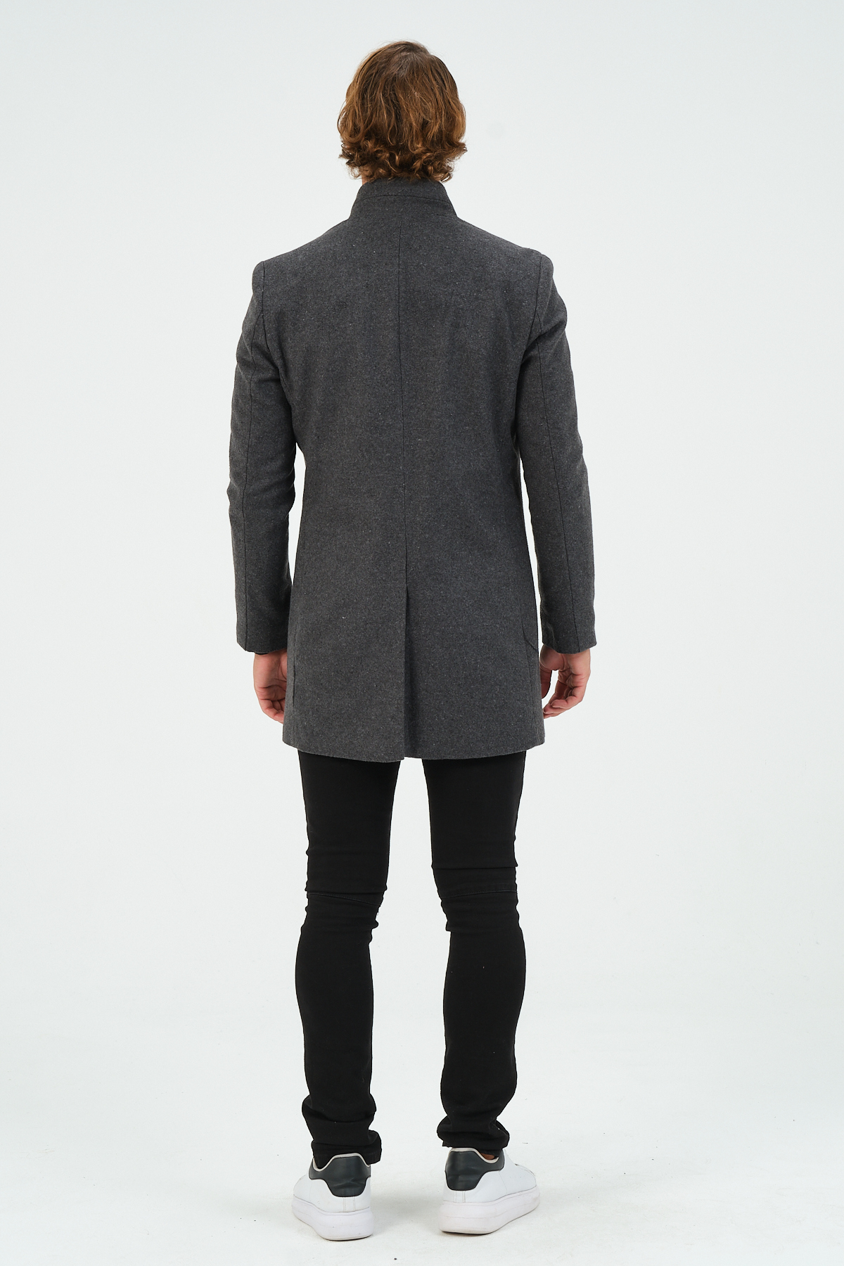 Antrasit Erkek Slim Fit Regular Kaşe Kaban — خاکستری 1043 — تصویر 7 از 8