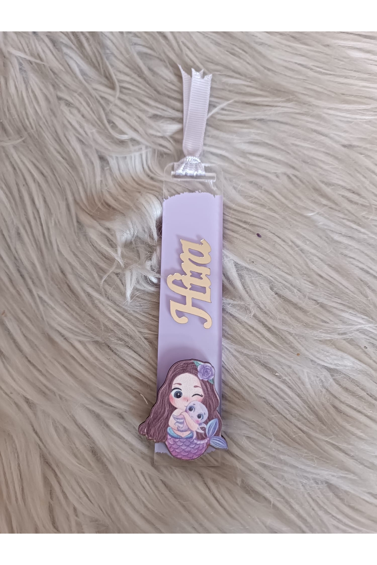 guluslazerkesim 1 ADET ŞEFFAF KİTAP AYRACI DENİZ KIZI FİGÜRLÜ İSME ÖZEL AYRAÇ 13x3 CM