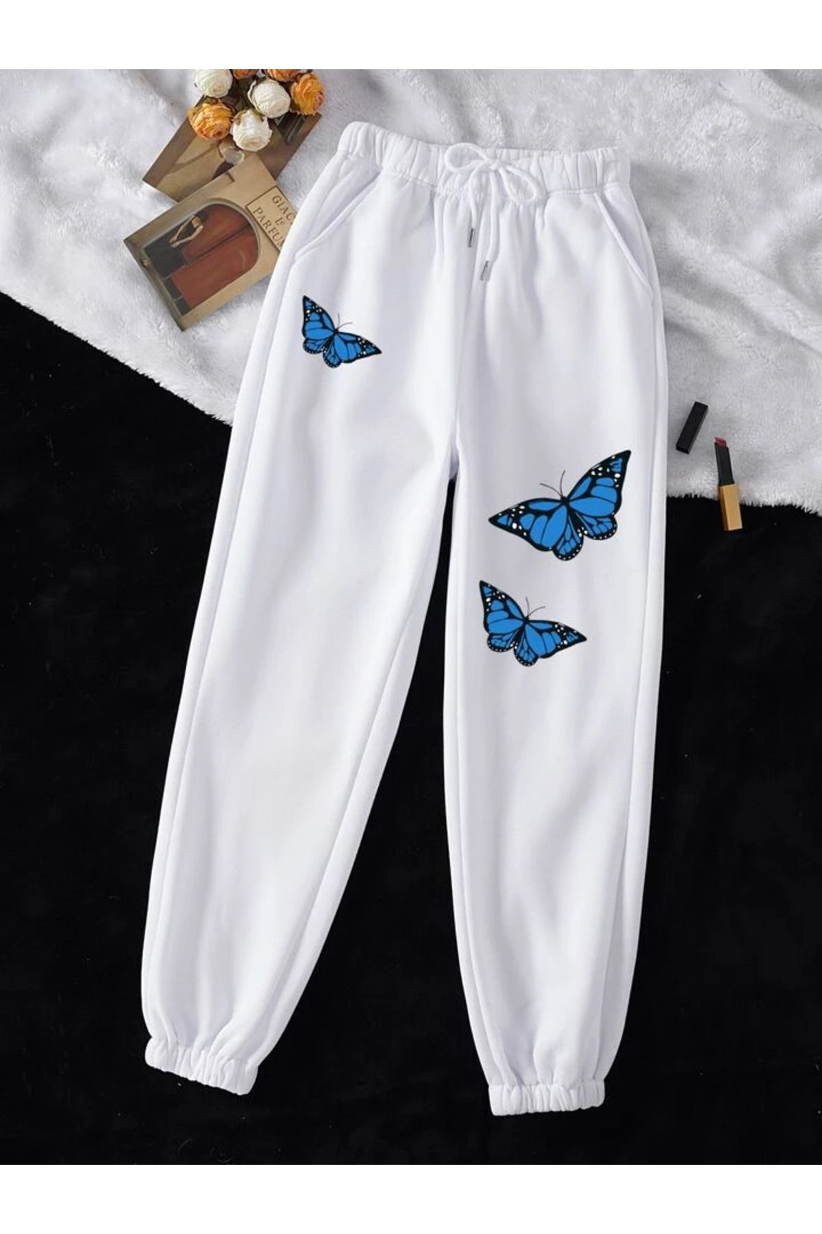 White butterfly sweatpants discount