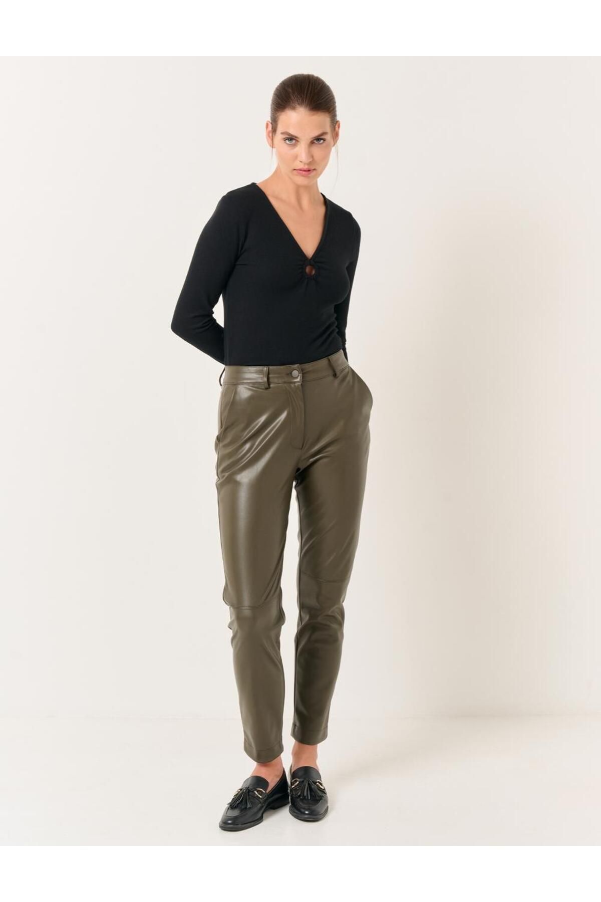 High waisted skinny leather trousers best sale
