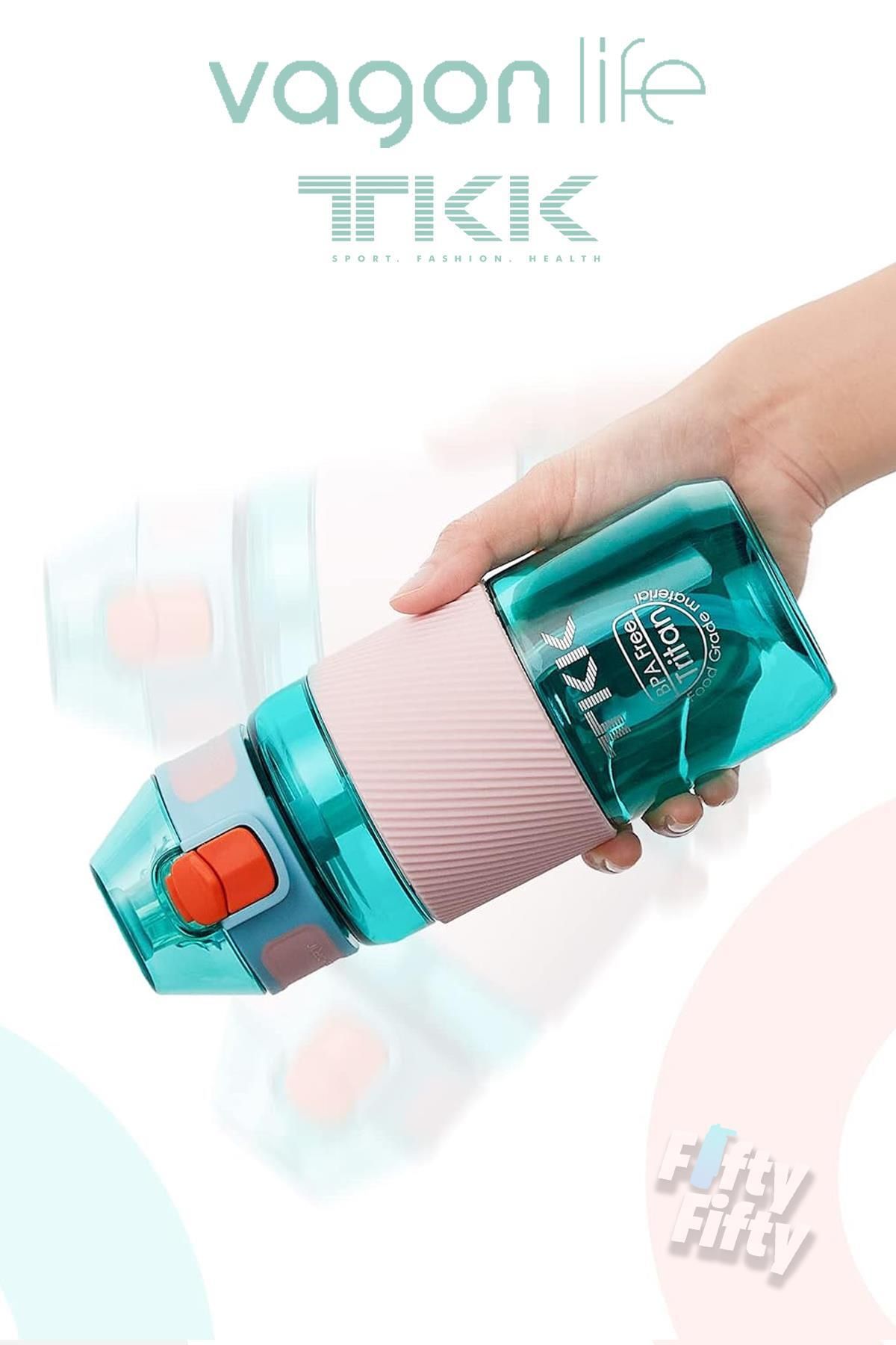Vagonlife-TKK 500 ML Thick Non-Bite Straw Bpa-Free Tritan Water Flask with Carrying Handle FFTKK1003-500ML 5