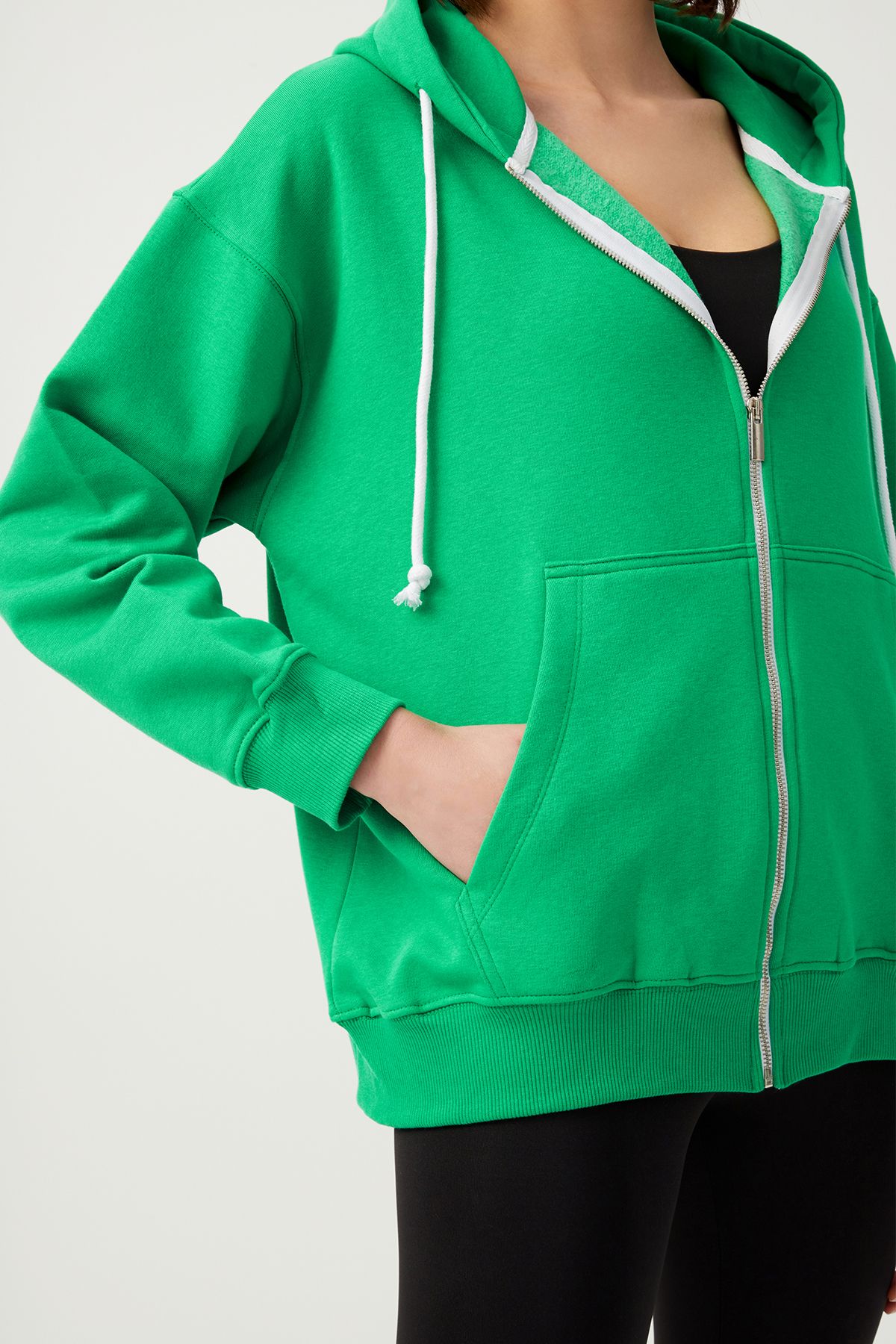 Dark green zip up hoodie womens sales