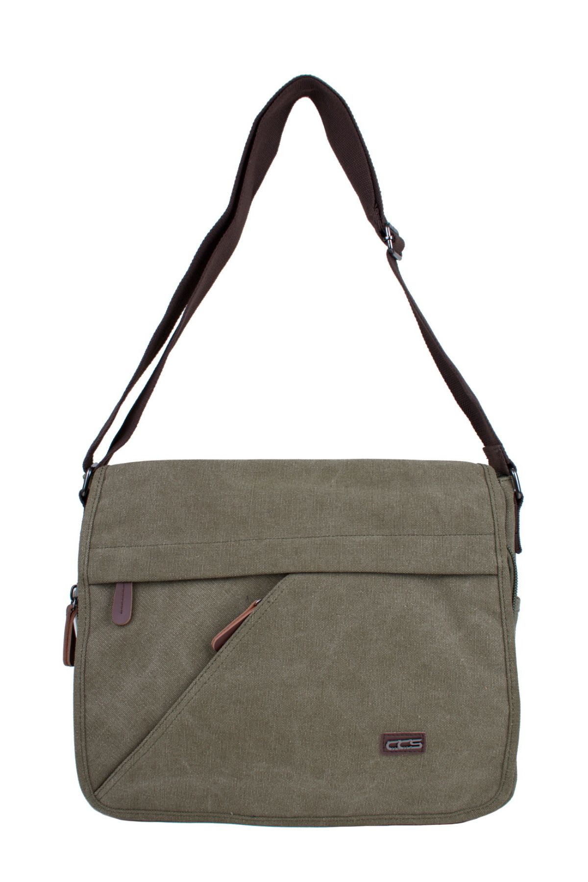 Khaki canvas messenger discount bag
