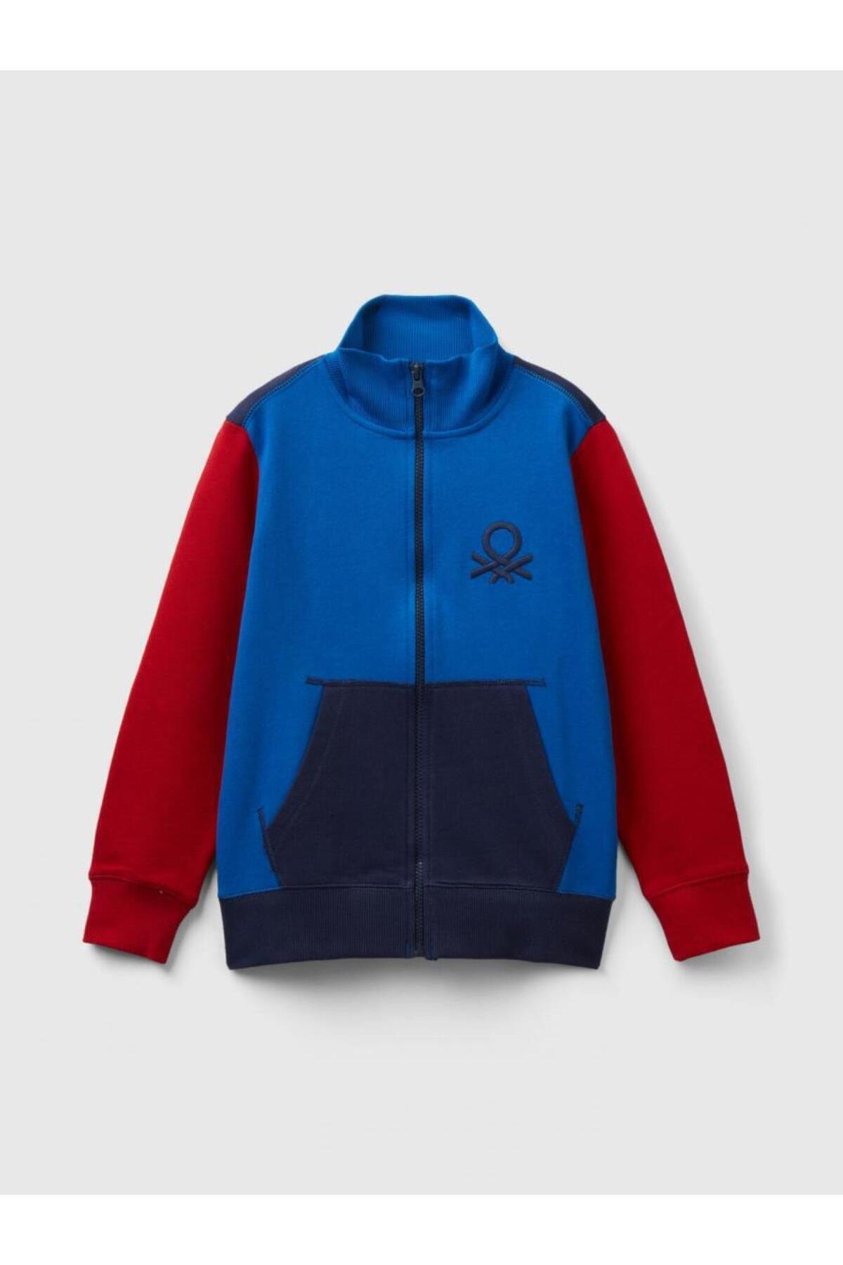 سویشرت پسرانه آبی سرمه ای United Colors of Benetton | 3J68C501B-R اورجینال - تصویر 2