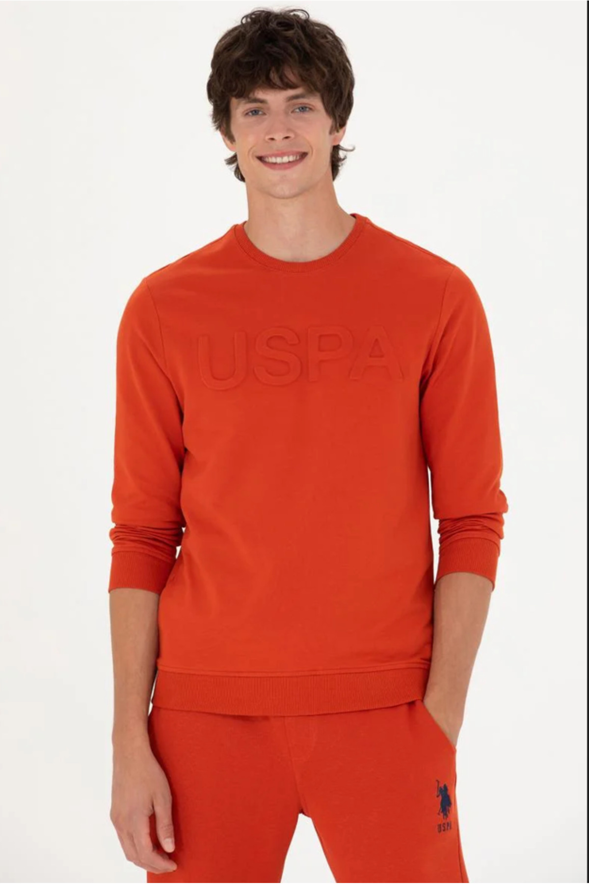 سویشرت مردانه نارنجی یو اس پولو | TEKSPOR1639122 اورجینال - تصویر 3