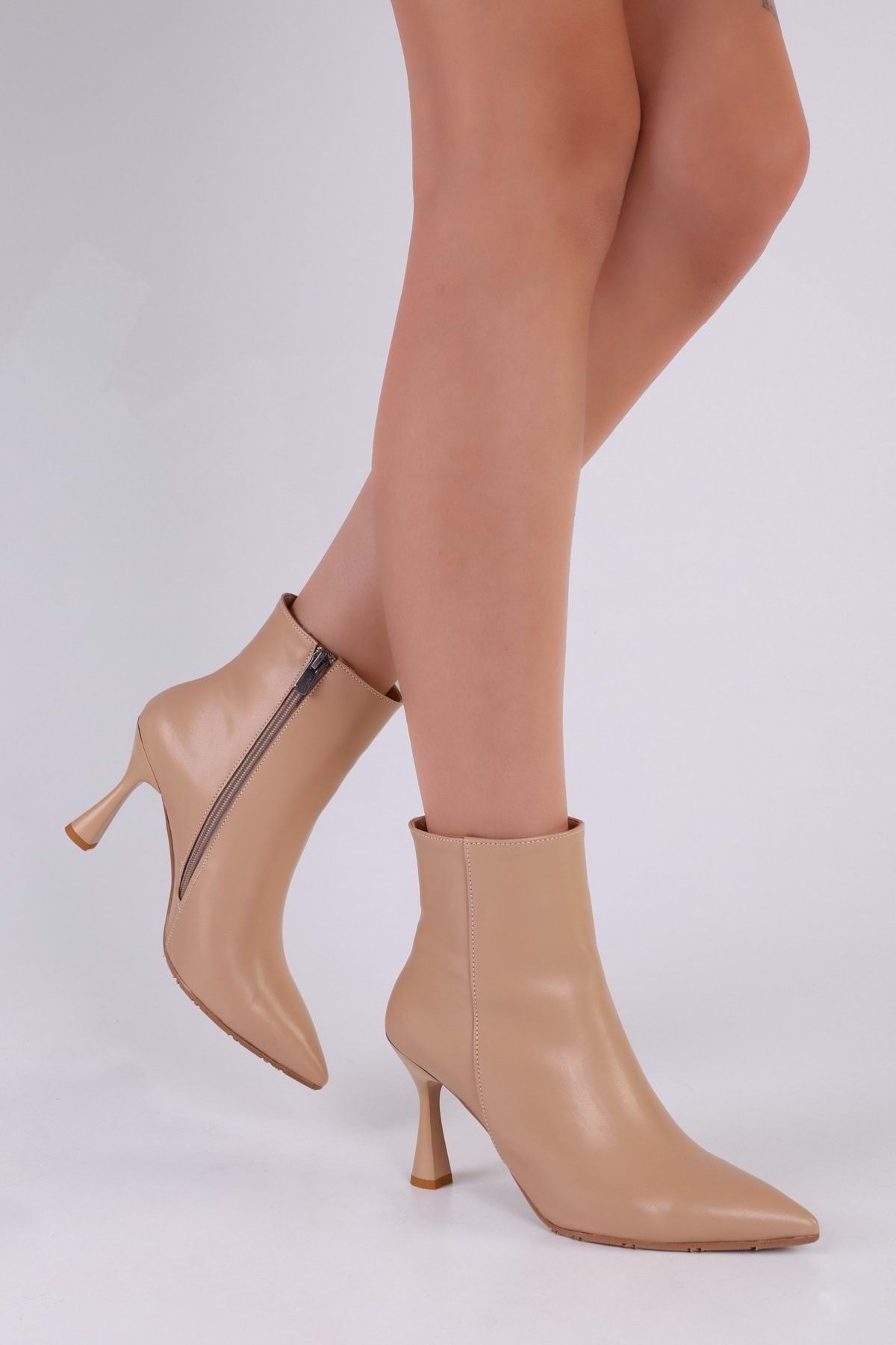 Nude kitten heel boots discount