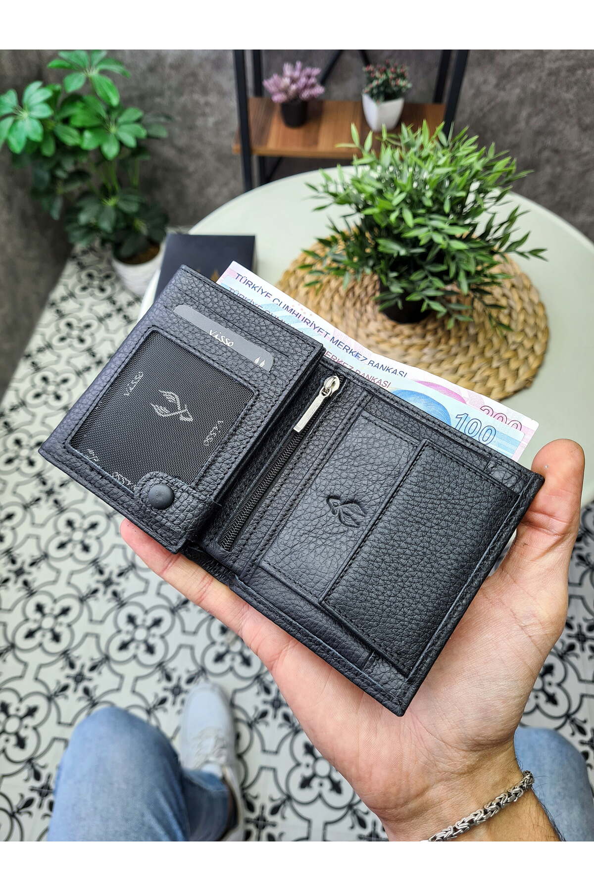 کیف پول مردانه مشکی Visso leather | VİSSO 111 اورجینال - تصویر 3