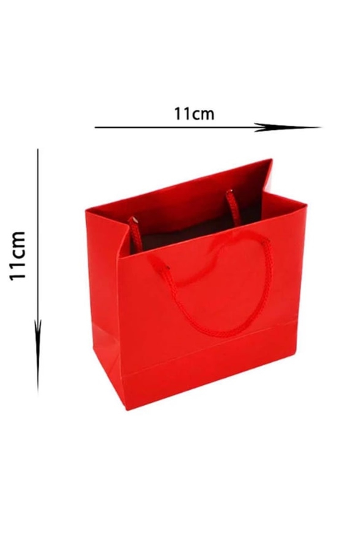 eğlencemarketi 11x11 cm İpli Karton Çanta 10 Adet Kırmızı