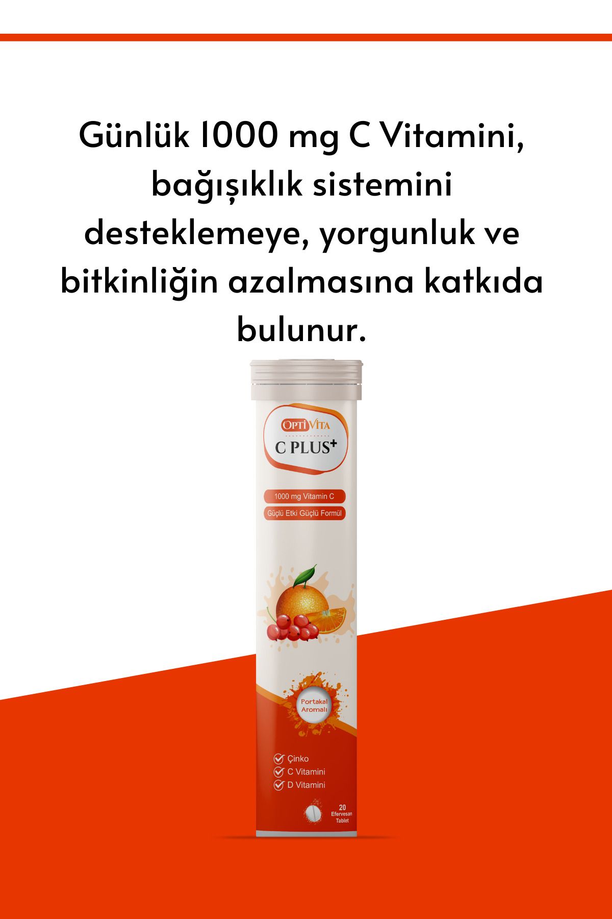 Optivita-C Plus Effervescent - 20 Tablets Containing Vitamin C, D and Zinc (Pack of 2) 2