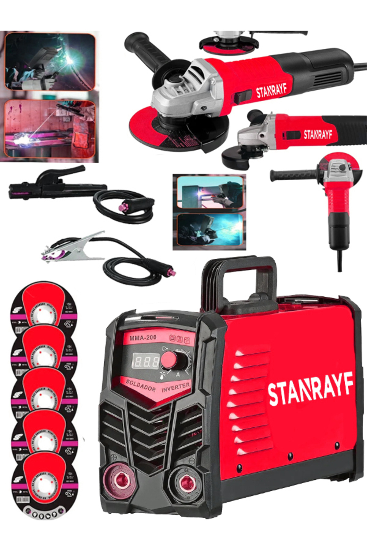 stanrayf Germany 201sx Çift Kartlı Hava Soğutmalı Invertec Compact Kaynak Makinesi + 125 MM Taşlama Sprel
