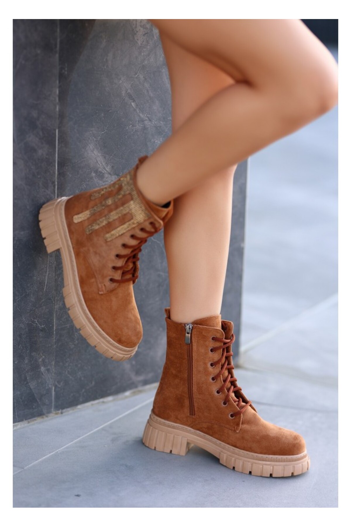 Alana Taba Süet Bağcıklı Bot