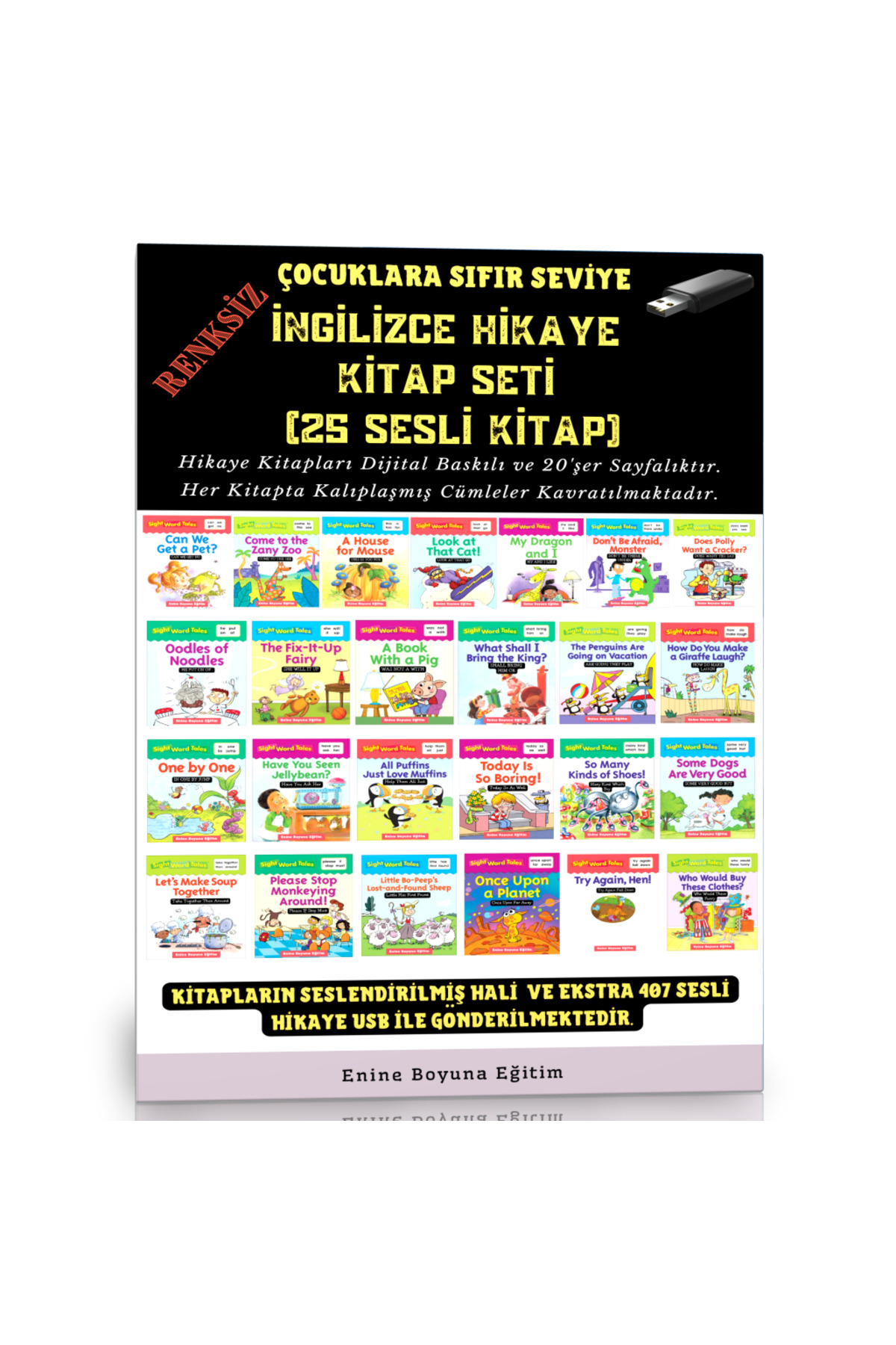 Enine Boyuna Eğitim Çocuklara Sıfır Seviye İngilizce Hikaye Kitap Seti (25 Siyah Beyaz - Sesli Kitap) fotoğrafı 2 (önizleme)