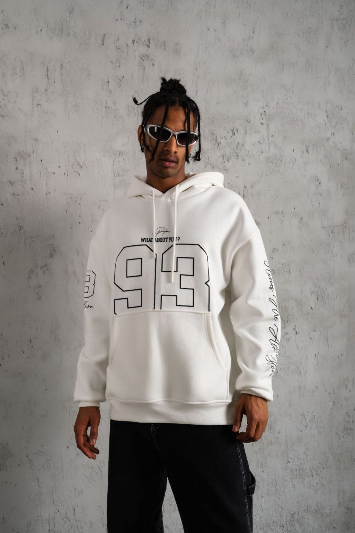 Thick white hoodie online