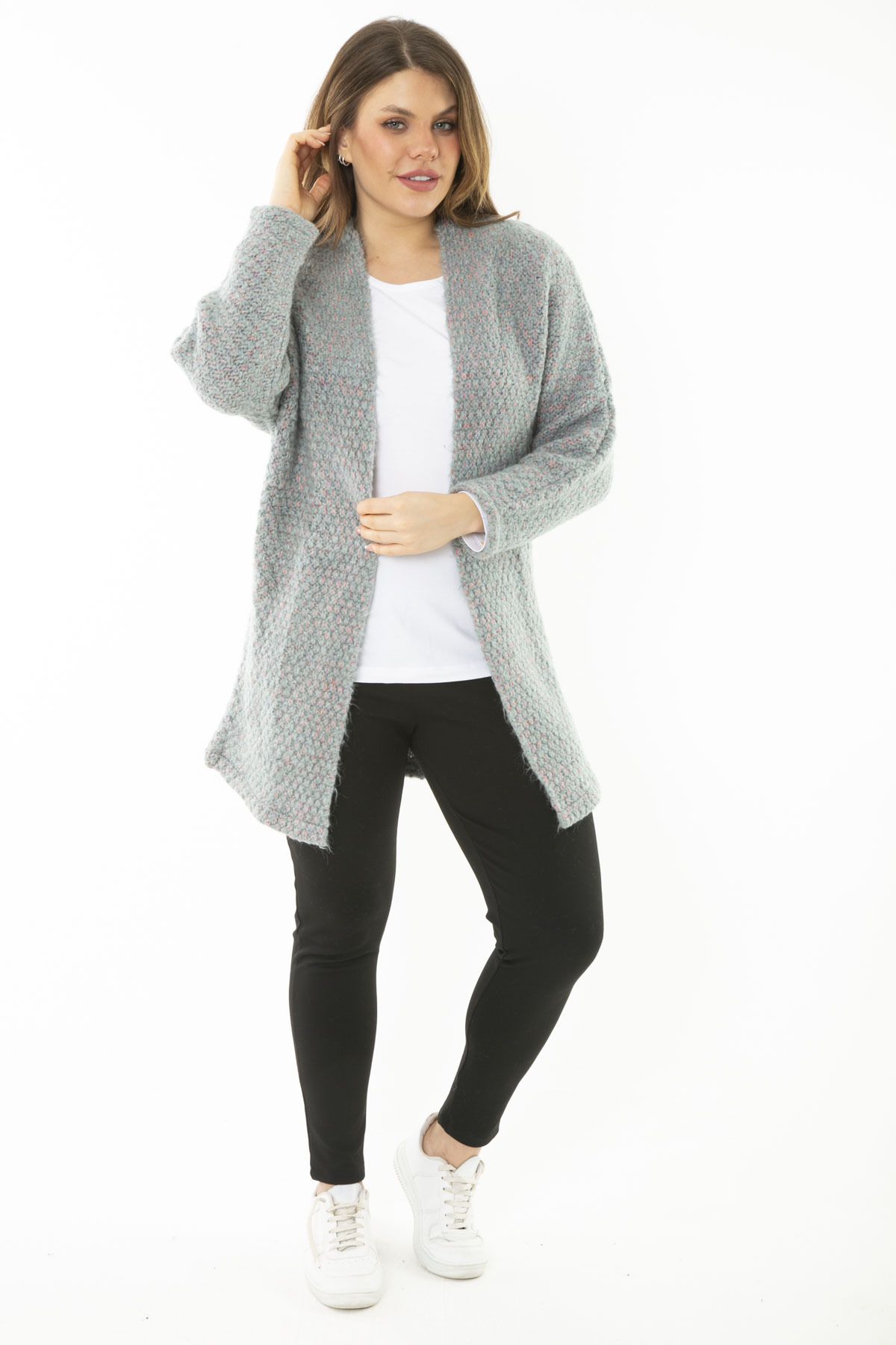 ans Women s Large Size Colorful Knitwear Thick Cardigan 65N37133