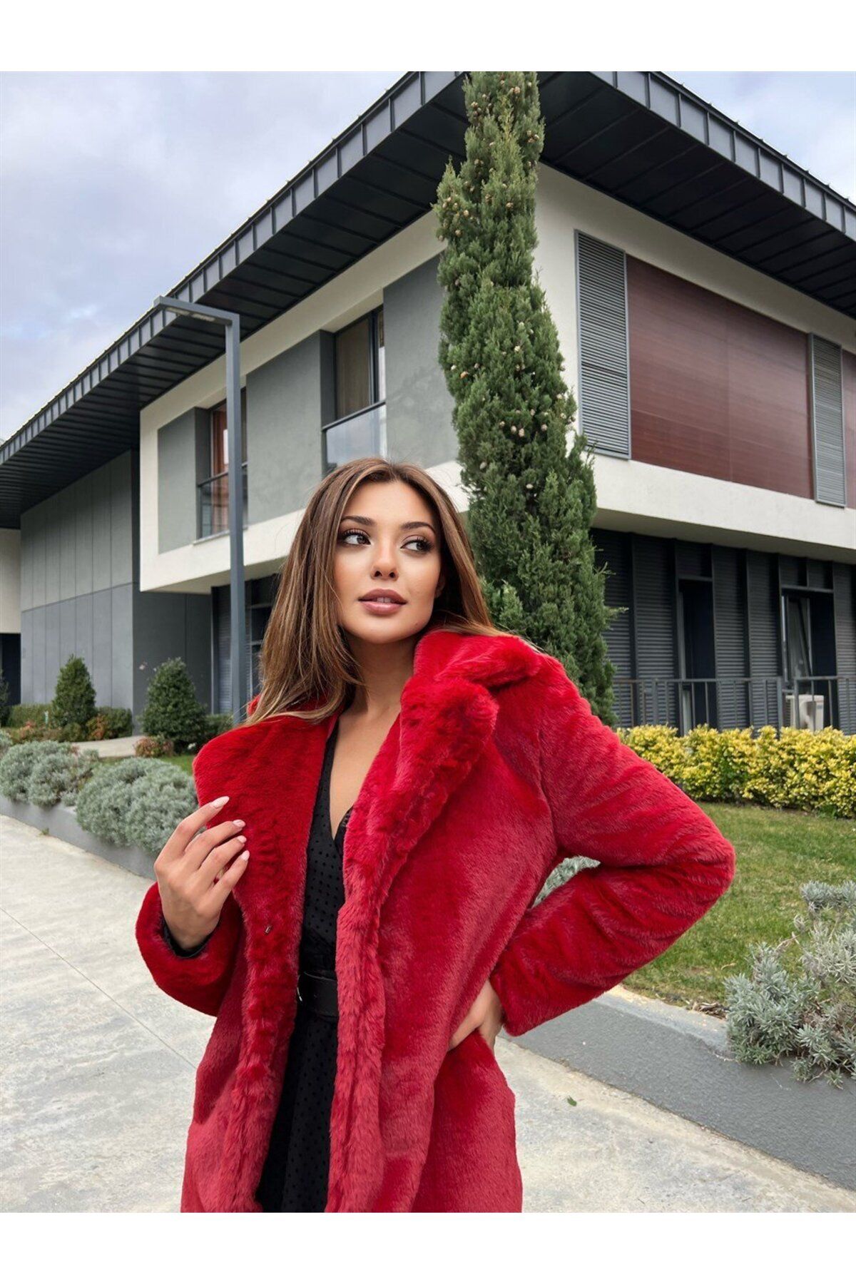 Red pixie coat top
