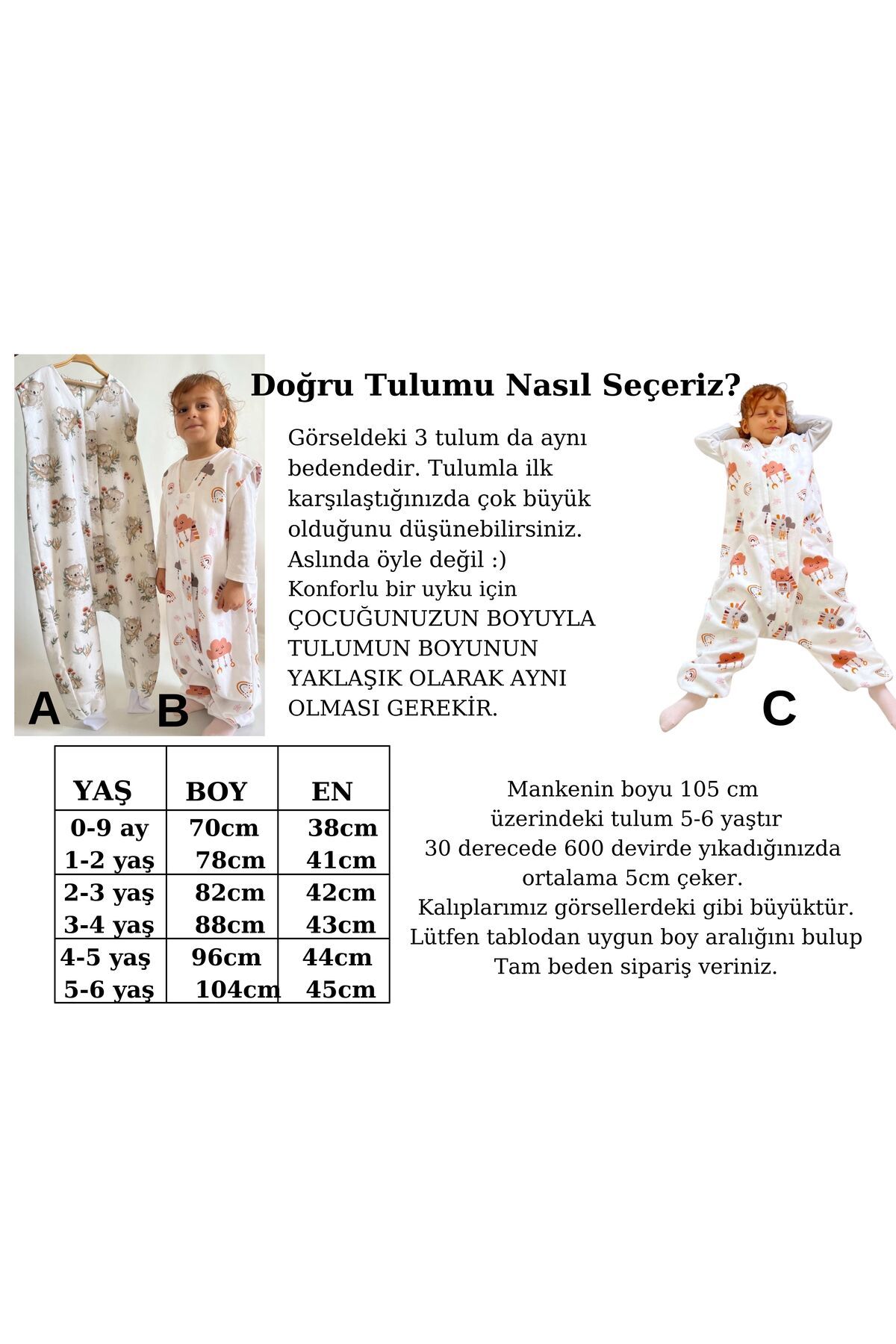 Organik Pamuk Pazen Kışlık Uyku Tulumu, Unicorn Desenli Çocuk Ve Bebek Tulumu