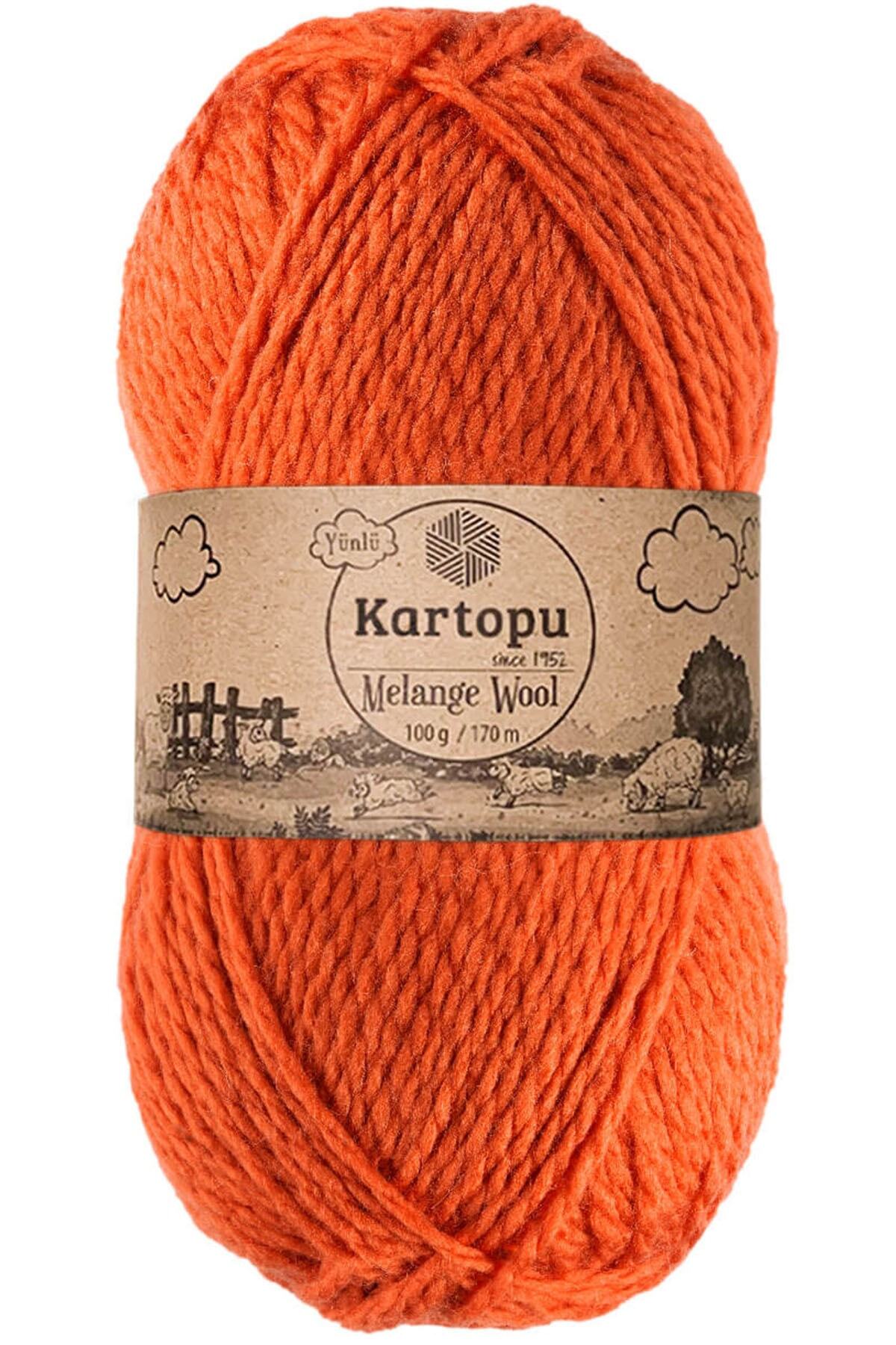 Melange Wool Wool Hand Knitting Yarn K1210 Orange
