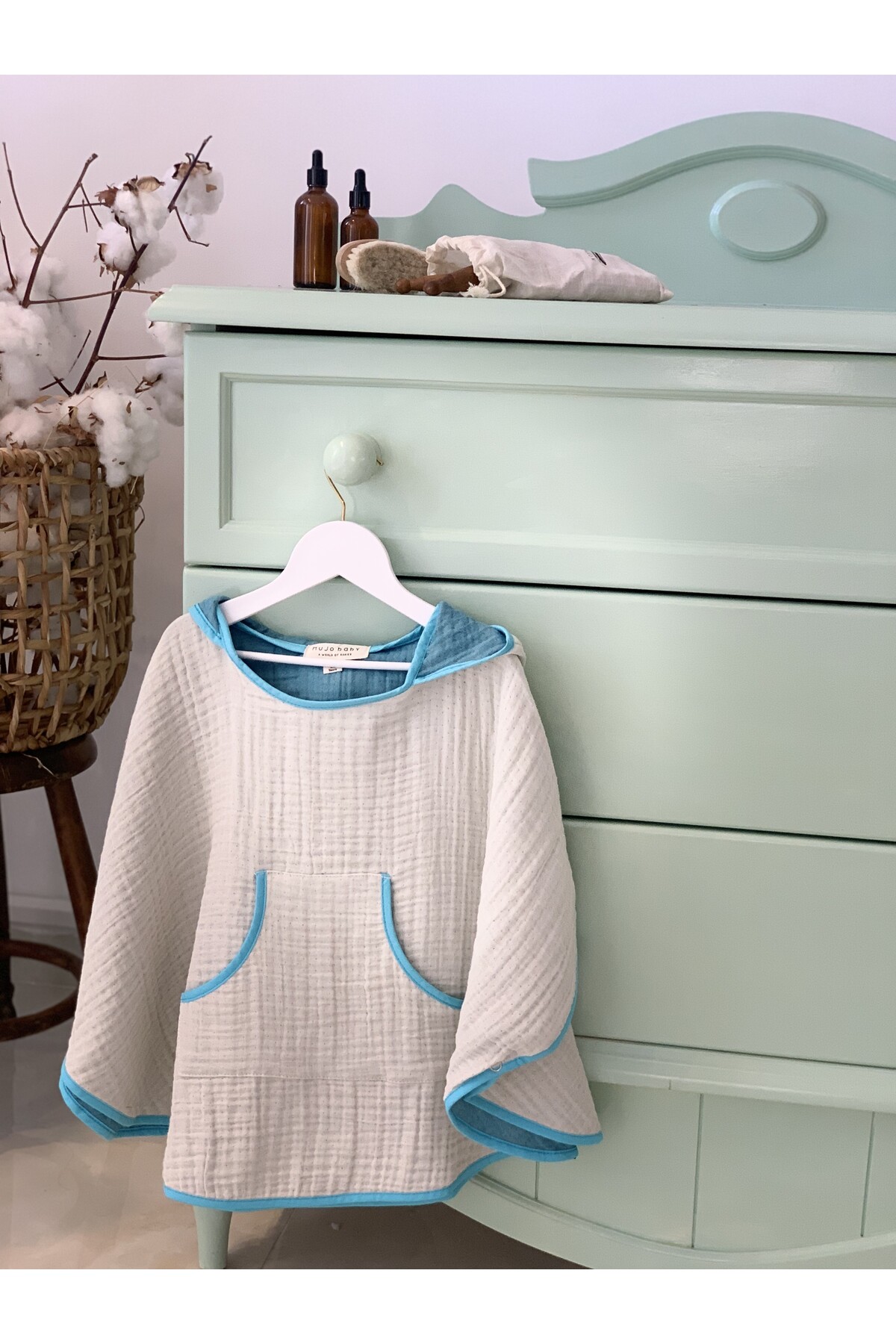 ORGANIC SPECIAL WOVEN 4-PLY MUSLIN CHILDREN 'S PONCHO - NATURAL SERIES