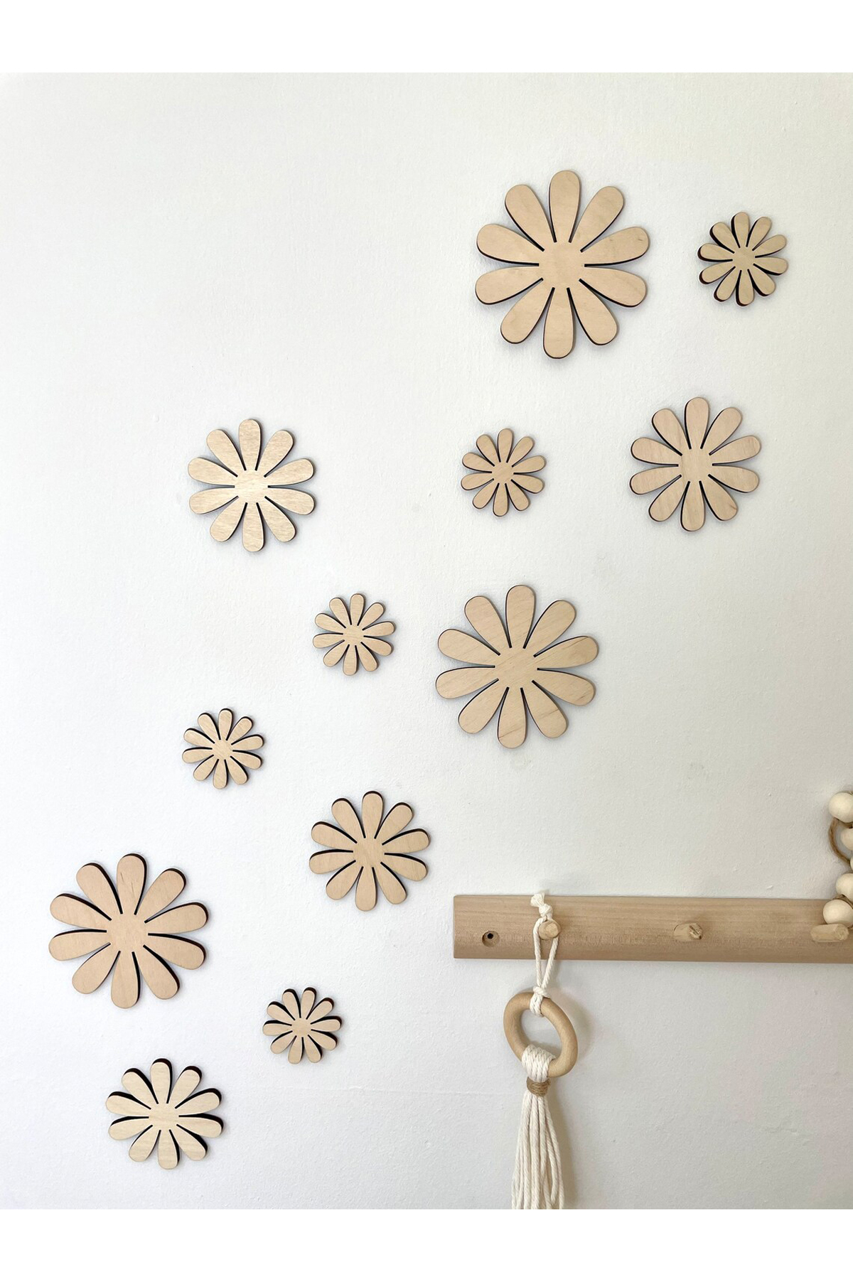 AŞKTOPLARIM Ahşap Çiçekler Çocuk Bebek Odası Bohem Duvar Dekoru - Bebek Hediyelik