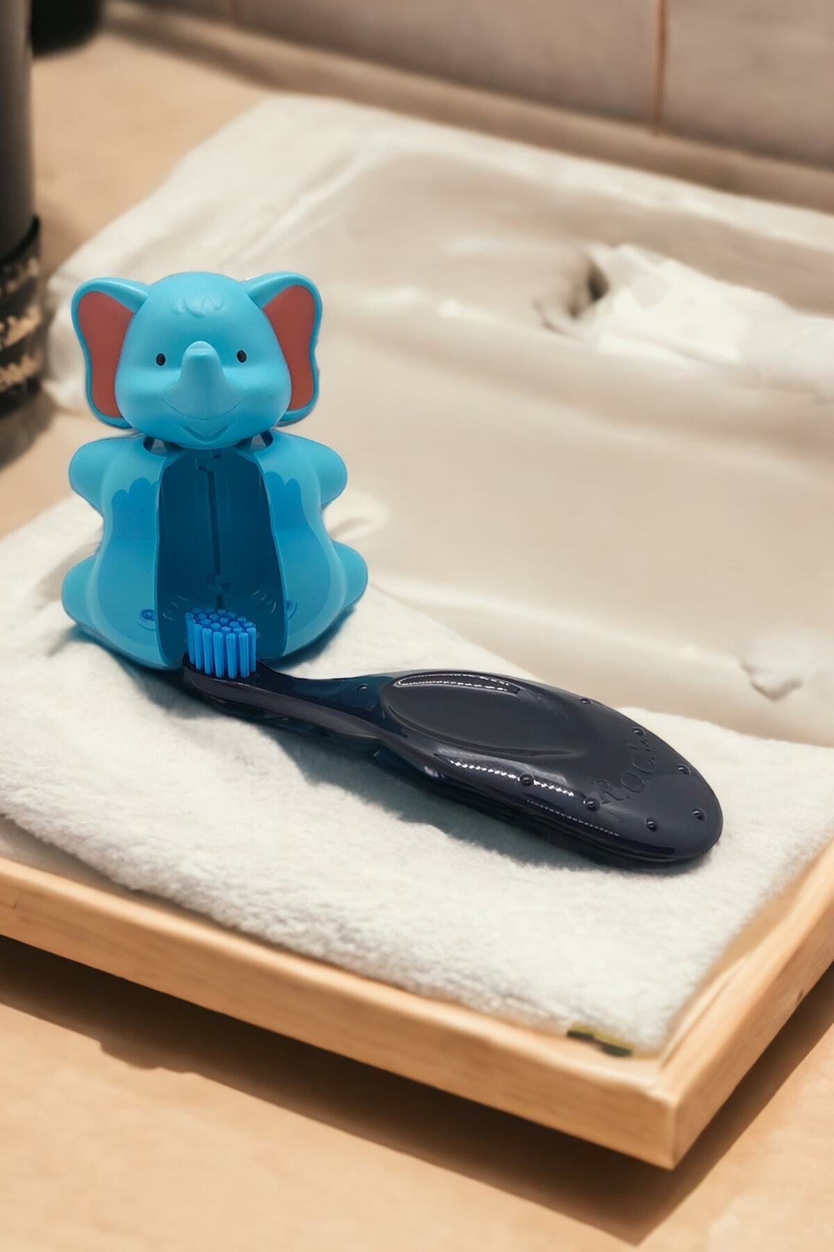 R.O.C.S. Baby Neon 0-3 Yaş Diş Fırçası Mavi Ve Flipper Hijyenik Saklama Kabı Seti -fil fotoğrafı 2 (önizleme)