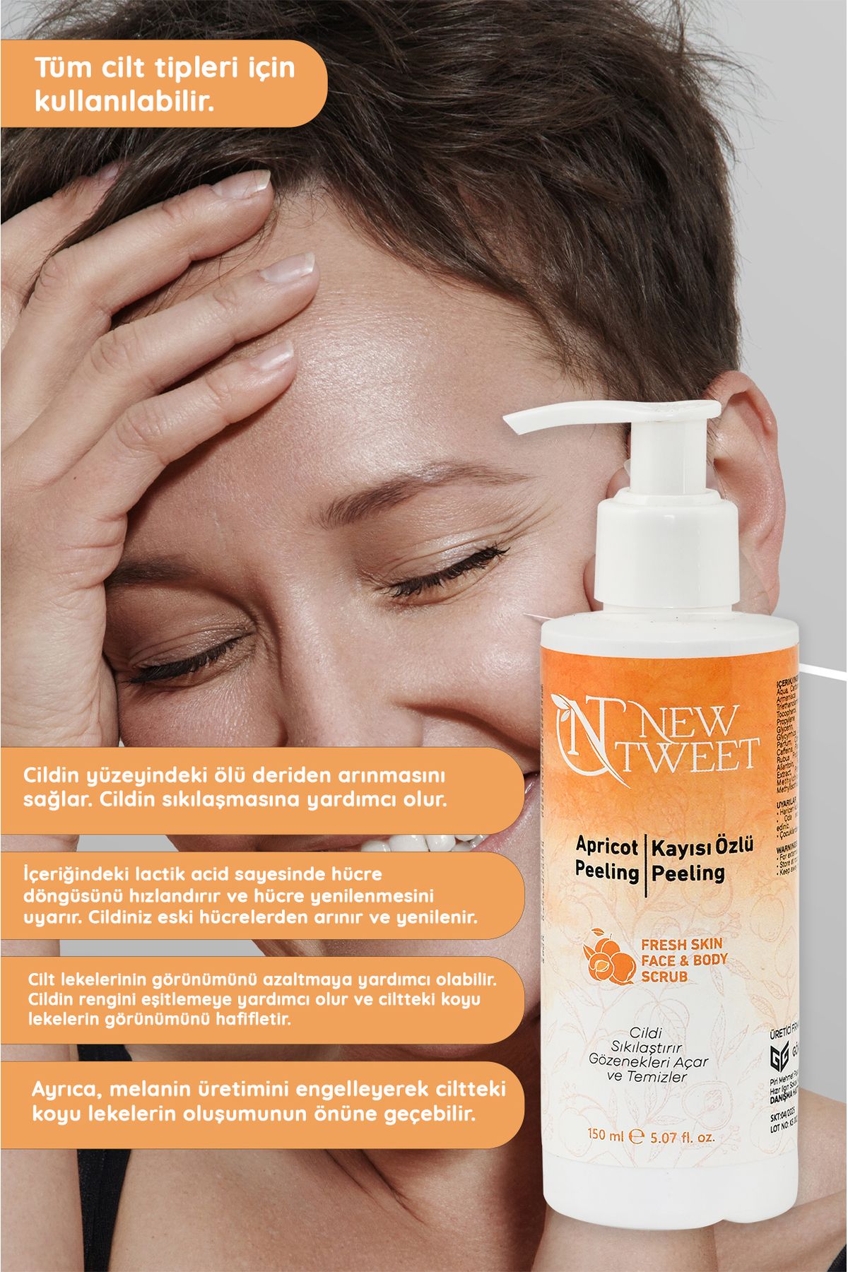 لایه برداری صورت با عصاره هسته زردآلو (باز کننده منافذ، نوسازی پوست و پاکسازی پوست مرده) 150 میلی لیتر new tweet