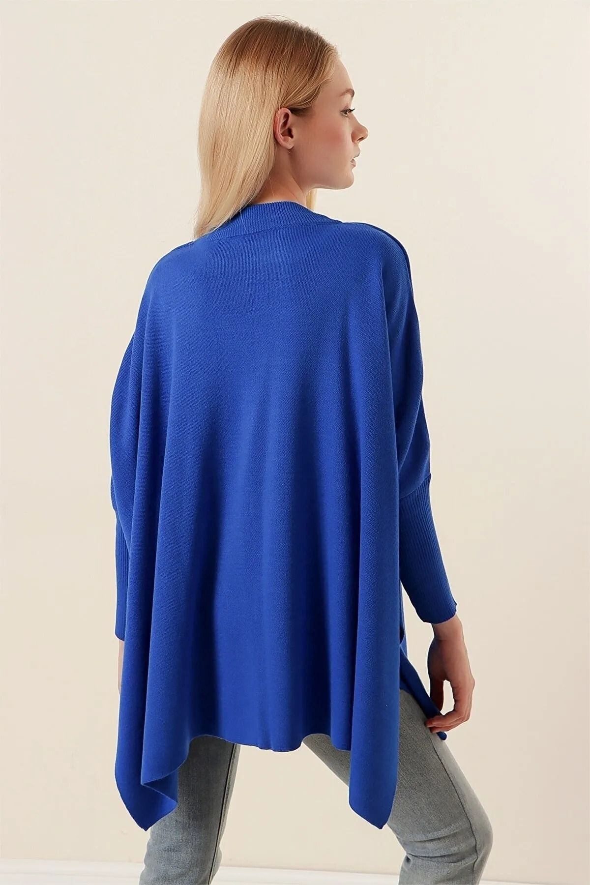 Royal blue poncho sweater hot sale