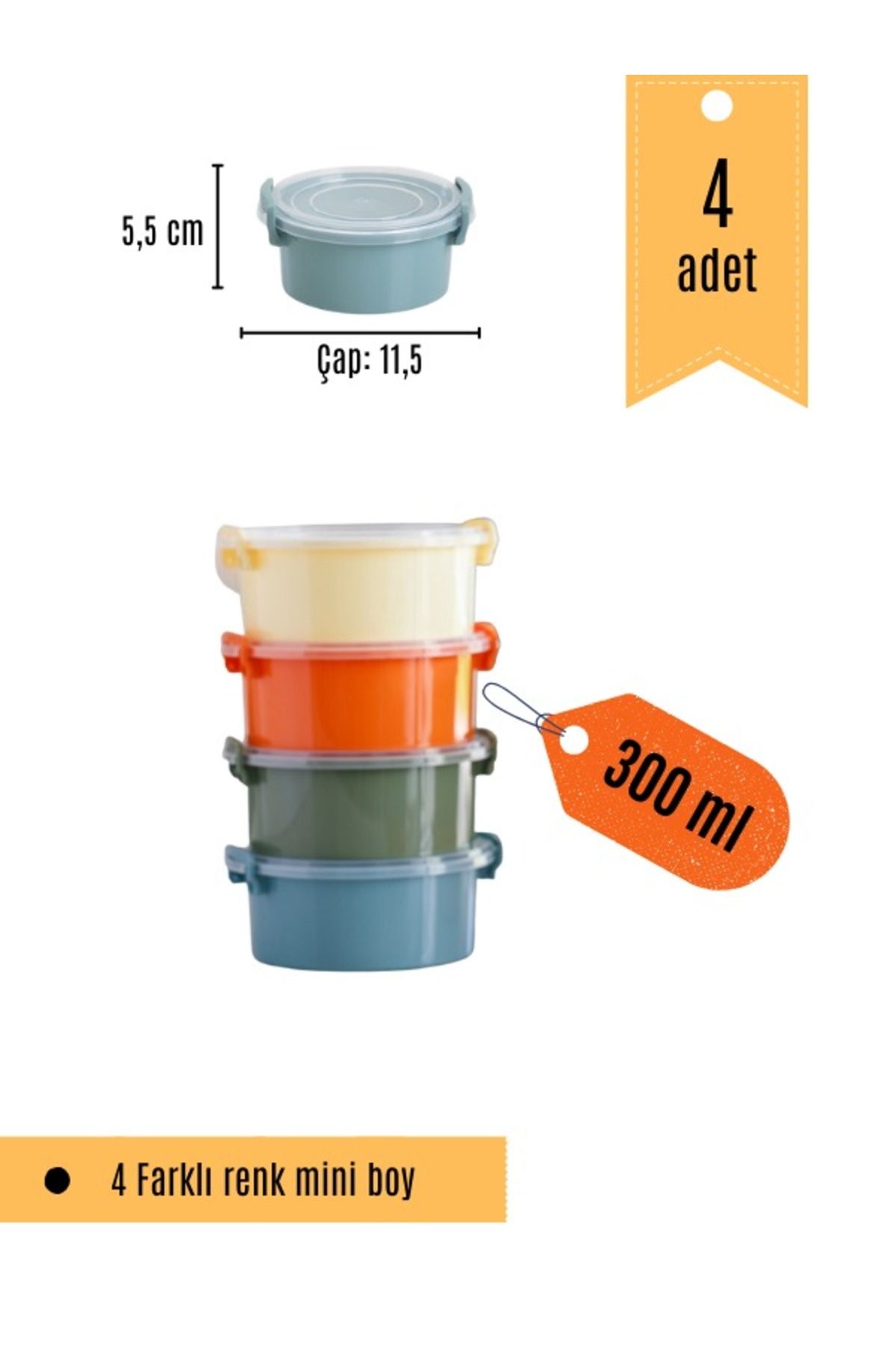 simplicity-4-Piece Tidy Pastel Storage Container Round Mini Suitable for Deepfreeze and Microwave Use 3
