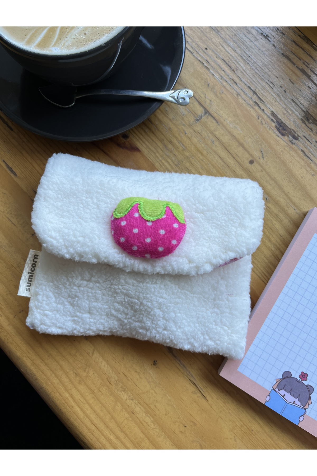 Cute Plush Pötikare Lined Washable Snap Fastener Detailed Pad Bag,Wallet, In-Bag Organizer