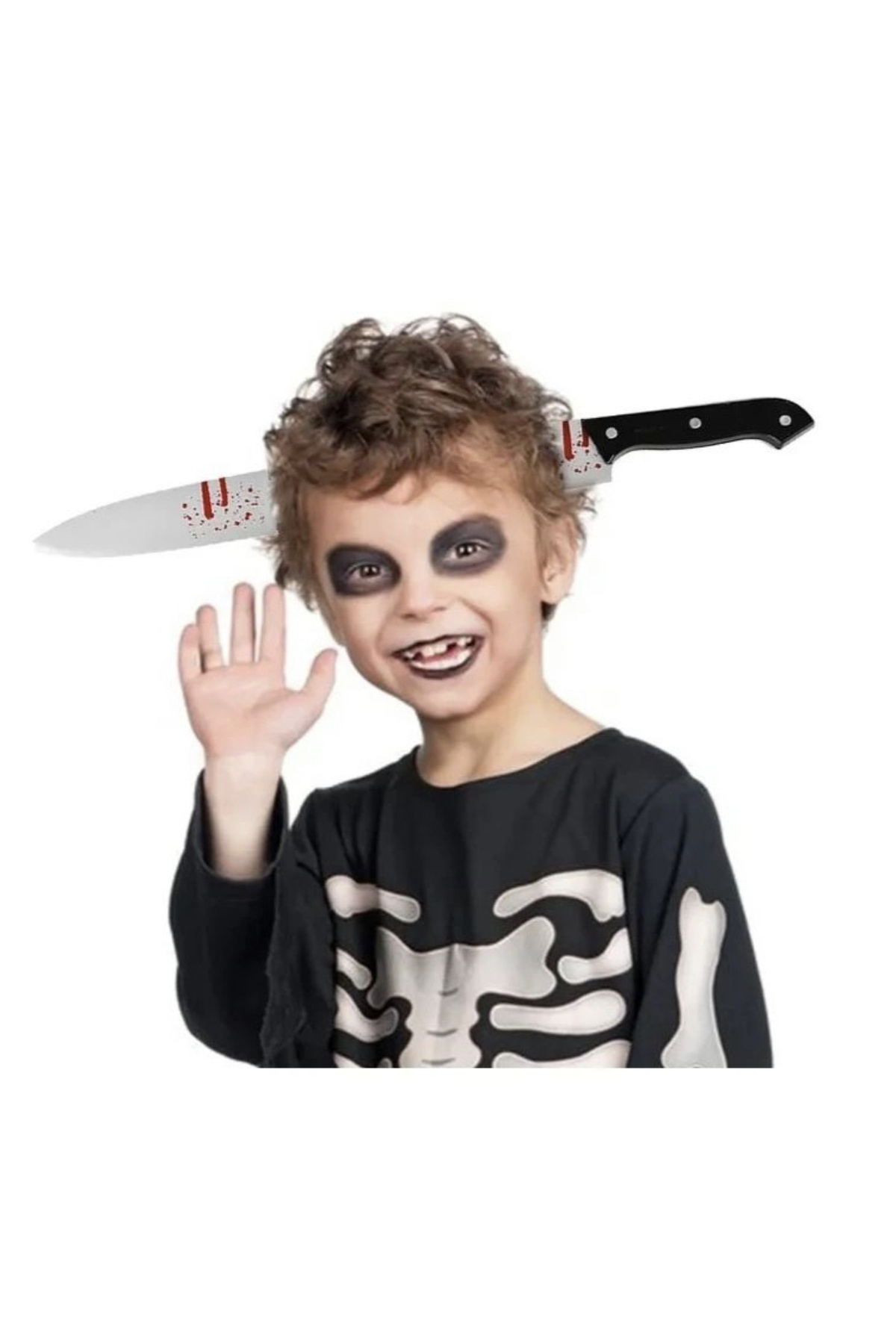 QUEEN AKSESUAR İthal halloween cadılar bayramı korku korkunç sahte plastik kanlı bıçak kafa tacı çocuk yetişkin taç