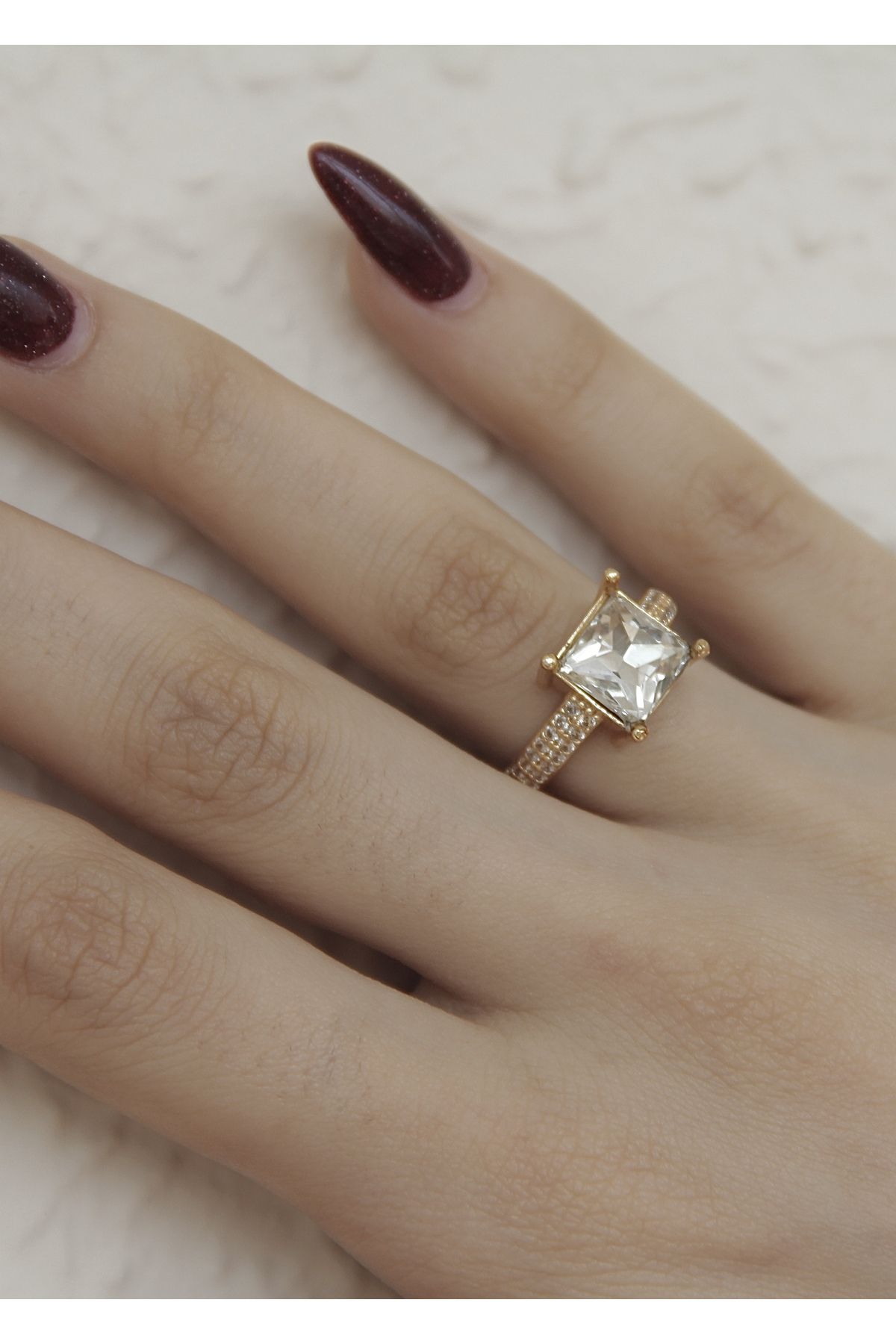 Square solitaire clearance engagement ring