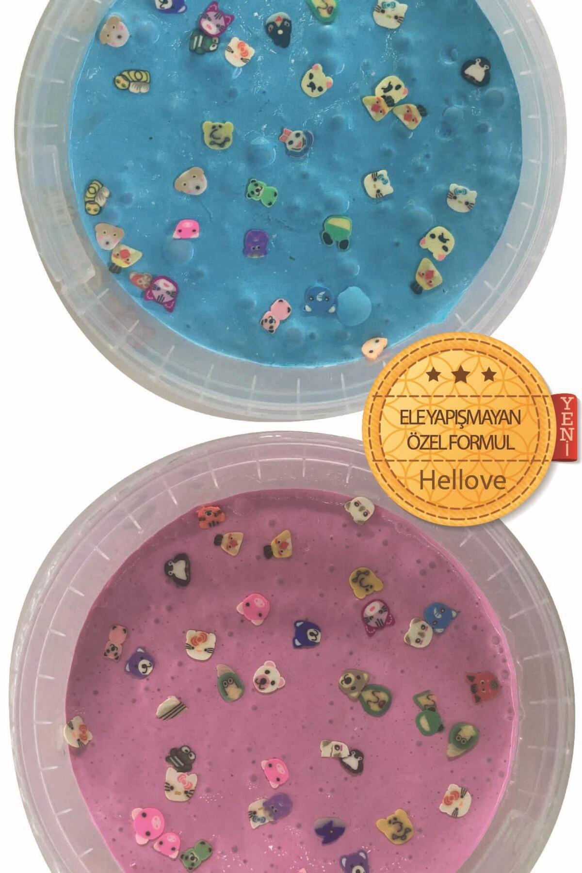 AVMmarketim Slime Ele Yapışmayan Hayvan Figürlü Pembe Mavi Renk Slaym 2 Kutu Kaliteli