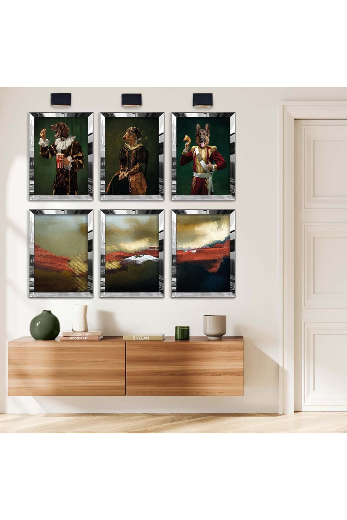 Zevahir Mobilya Dekorasyon-Modern Drawing Abstract Theme 6-Piece Plexi Edge Mdf Table Set 1