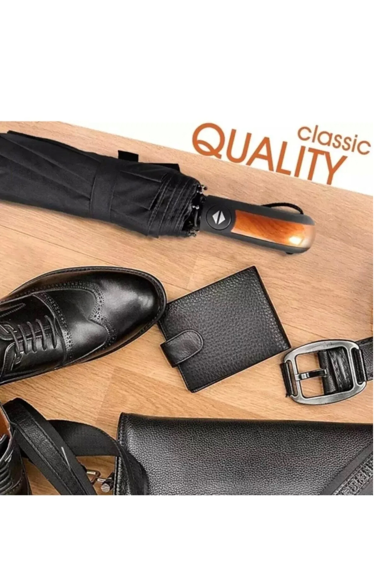 Fully Automatic Men's Umbrella Brown Handle Şms1