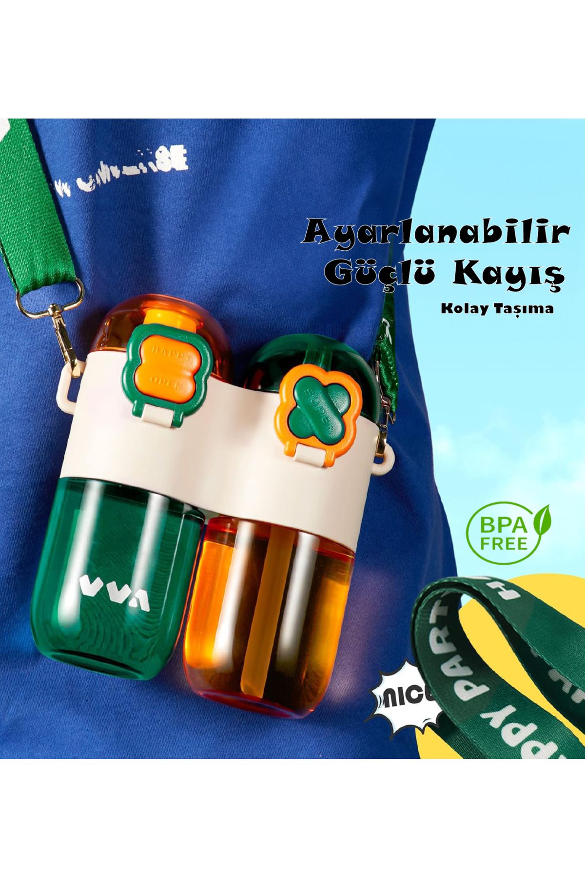 Vagonlife-TKK Single Body Double Chambered Flask with Strap and 800ml Capacity with or without Straw 4