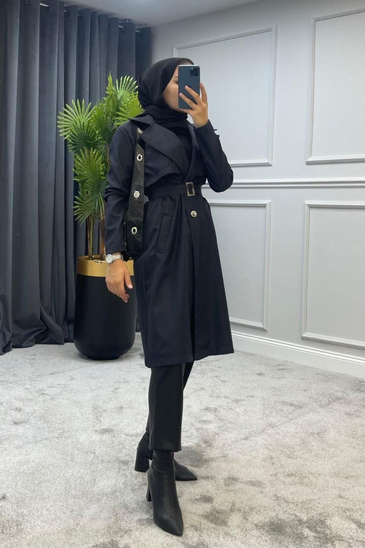 Dark gray outlet trench coat