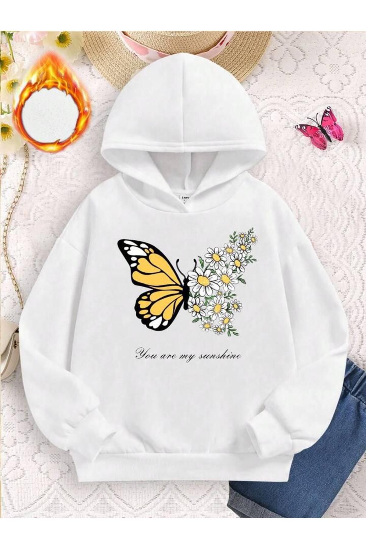AFROG Y M Unisex Butterfly And Flowers Printed Oversize Hooded