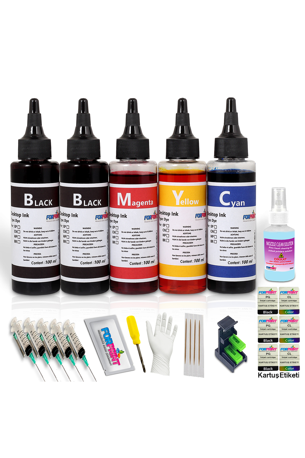 FORPRİNT Canon Pıxma  Uyumlu  E404, E414 Yazıcı Uyumlu Forprint Dolum Seti 5X100ml