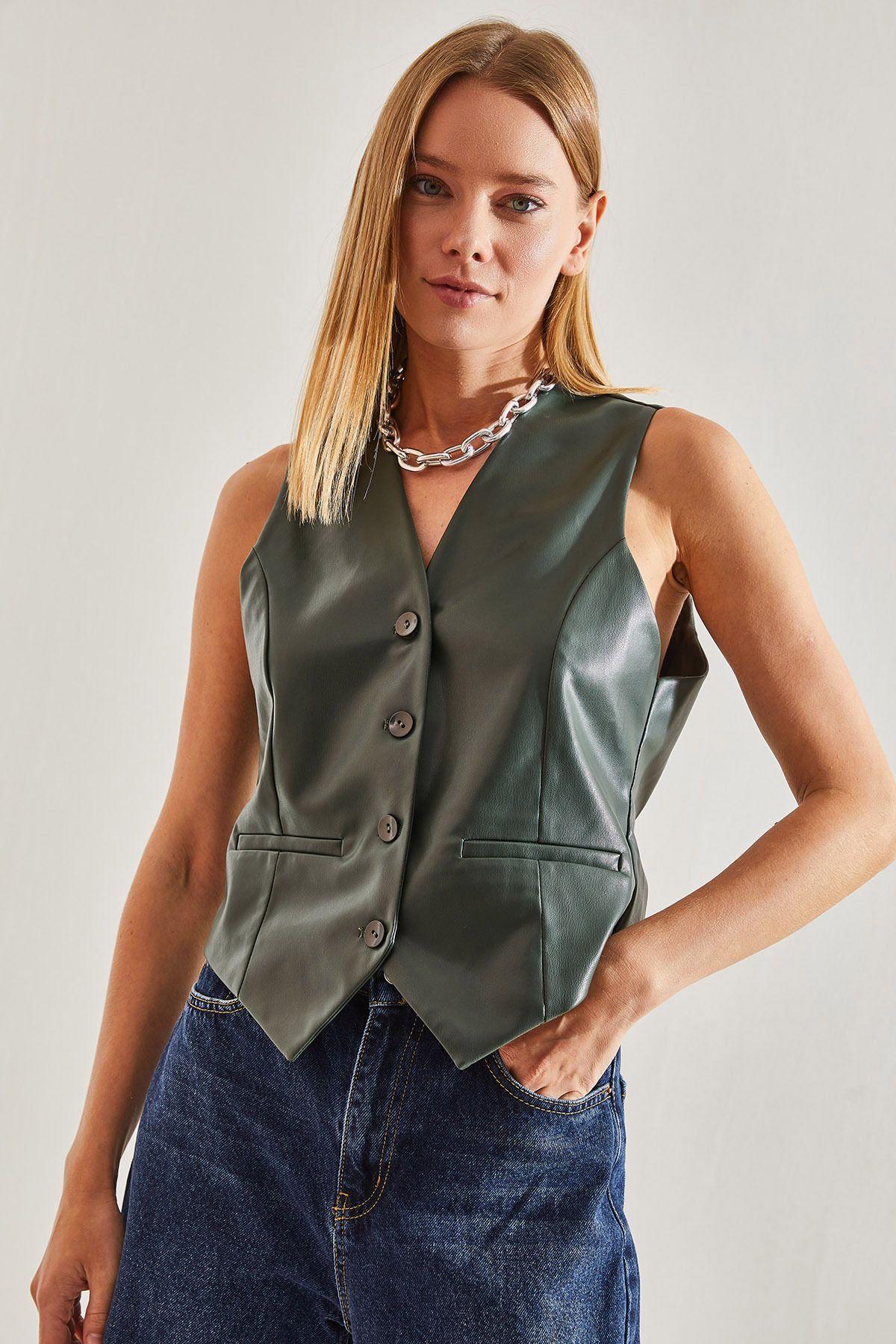 Faux leather vest womens best sale
