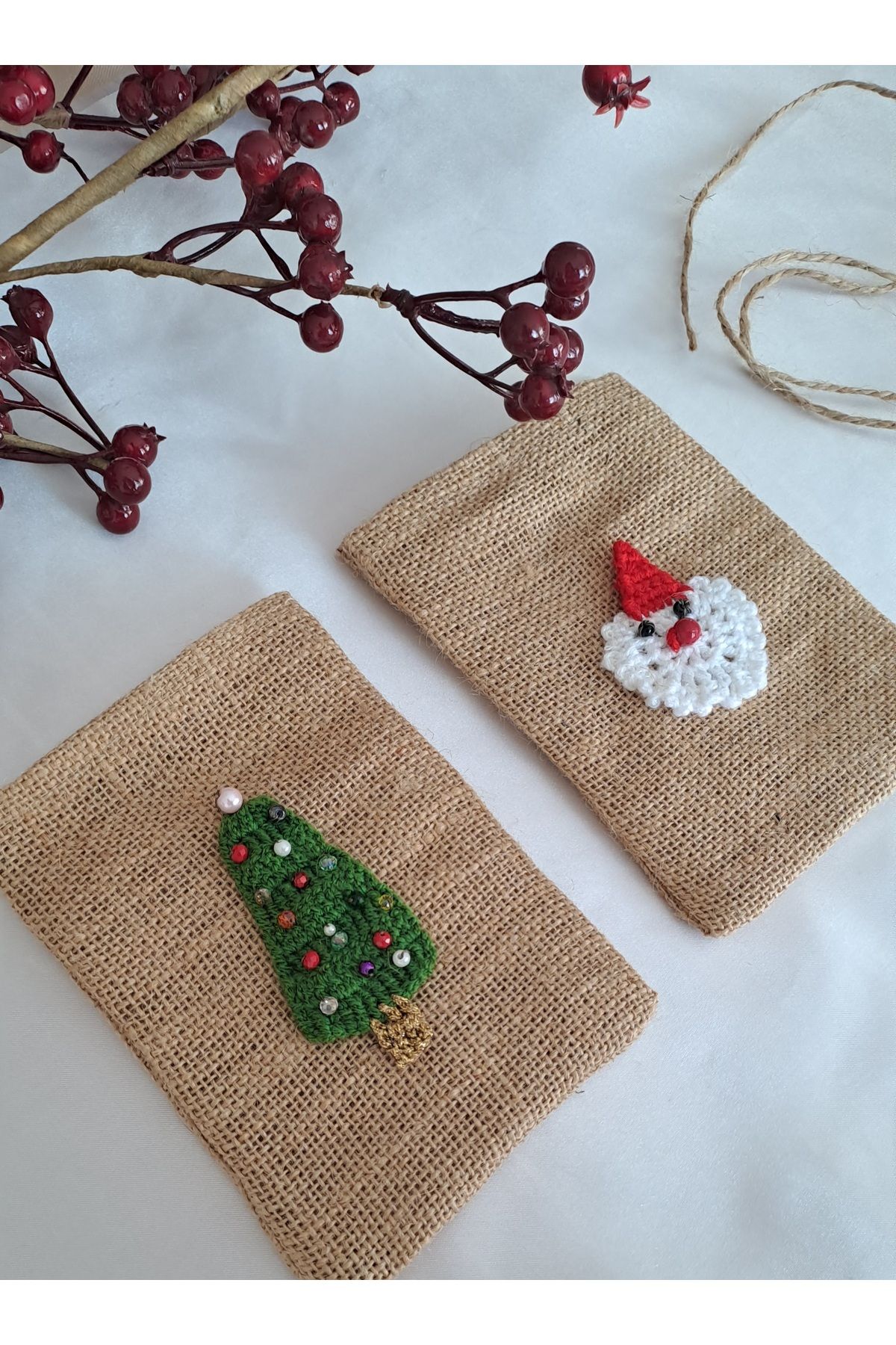 SOUL BY A&B-Christmas Jute Pouch Christmas Tree Santa Claus Figured Christmas New Year Socks Pouch Gift Pouch 2