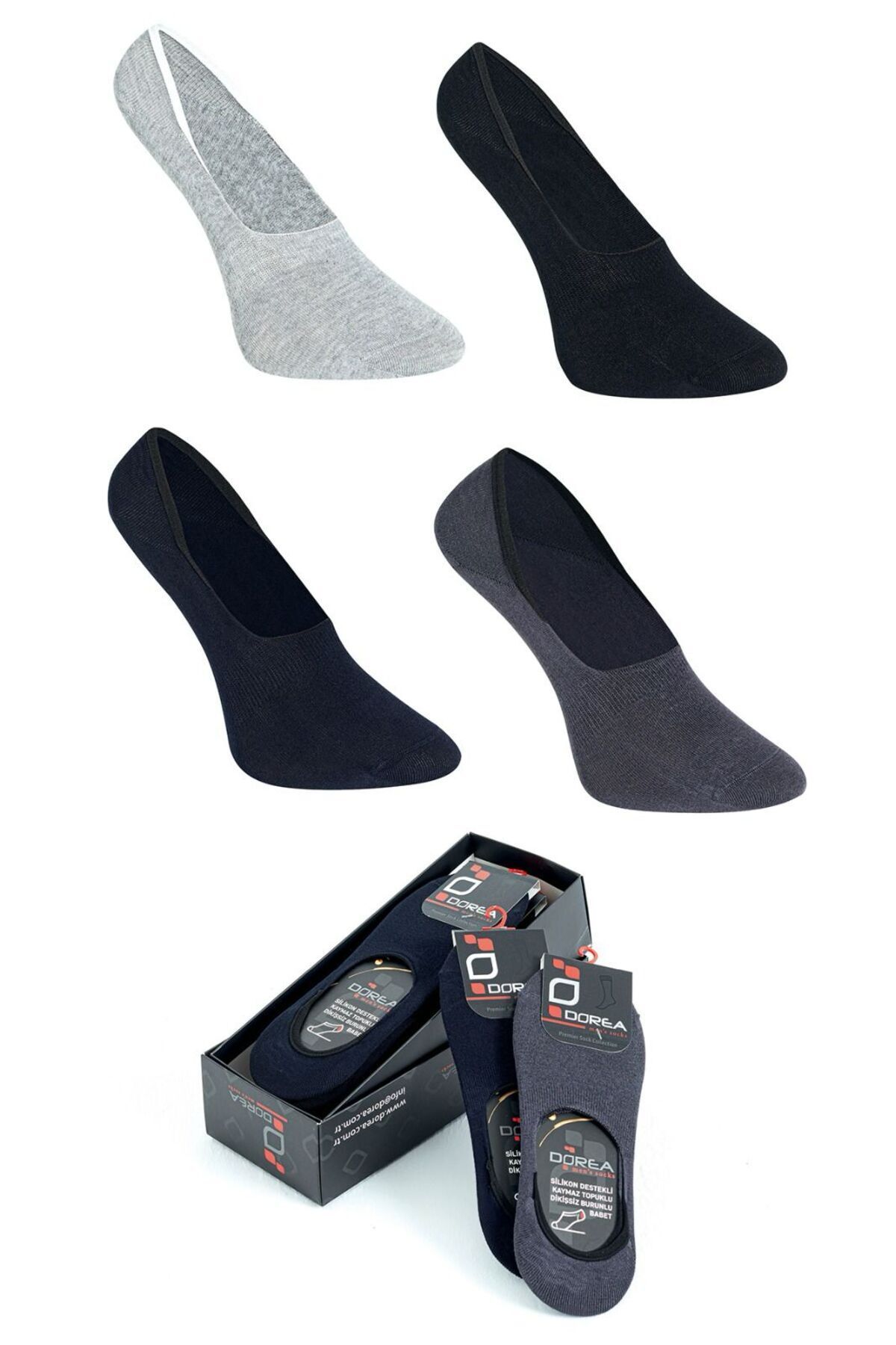 DOREA-12 Pieces Men's Bamboo Silicone Non-Slip Ballerinas Gray 1
