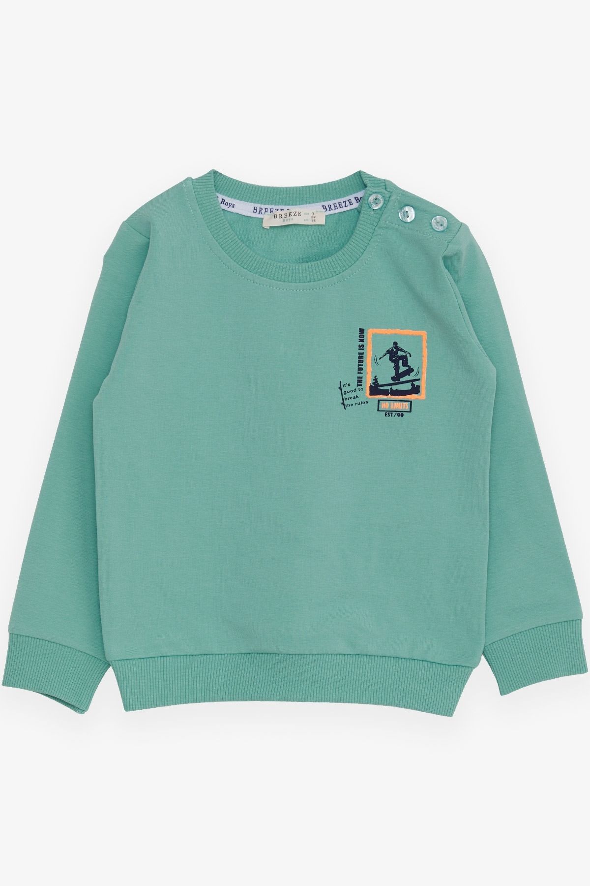 Breeze Baby Boy Sweatshirt Skater Printed 9 Months 3 Years Mint