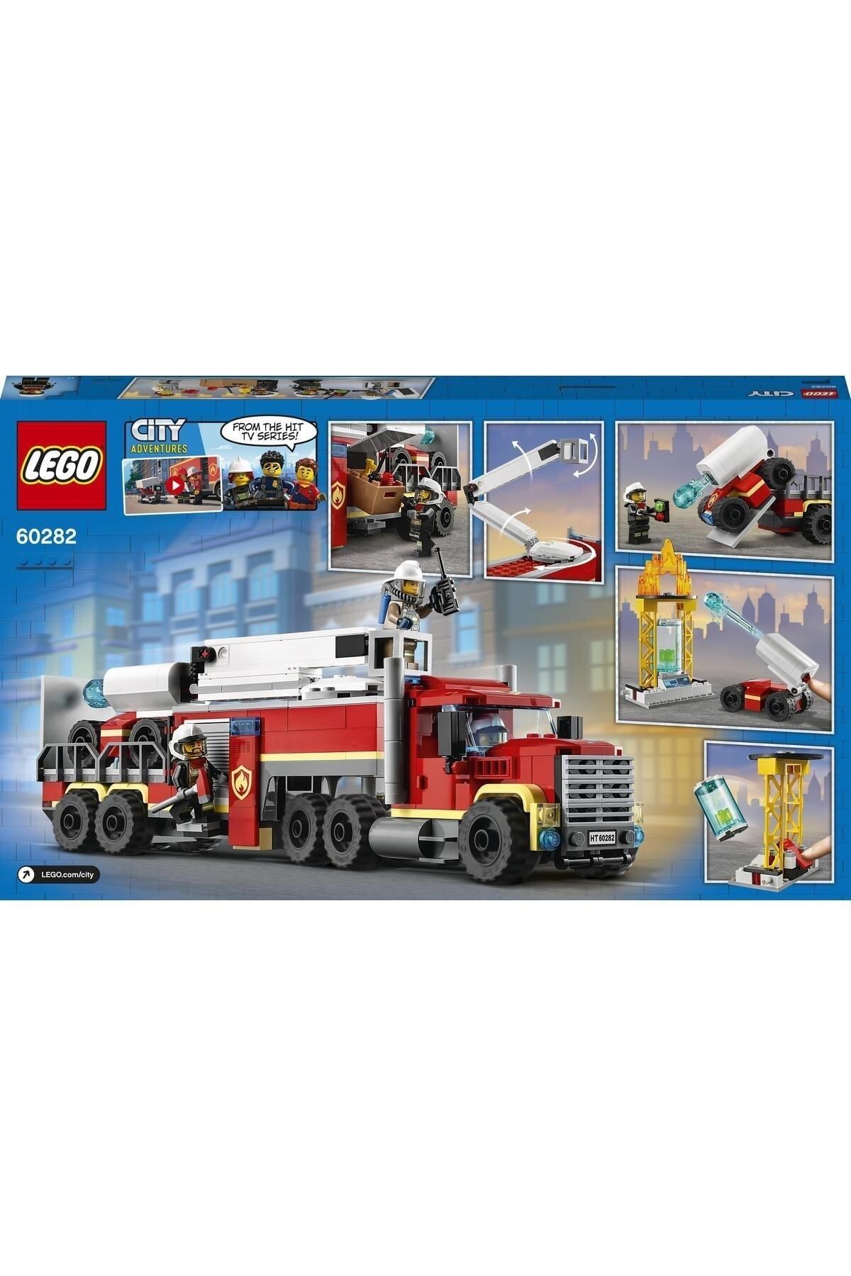 LEGO لگو مجموعه ساخت و ساز واحد فرماندهی آتش نشان شهر 60282; ست ساختمانی سرگرم کننده آتش نشانی اسباب بازی (380 عدد)