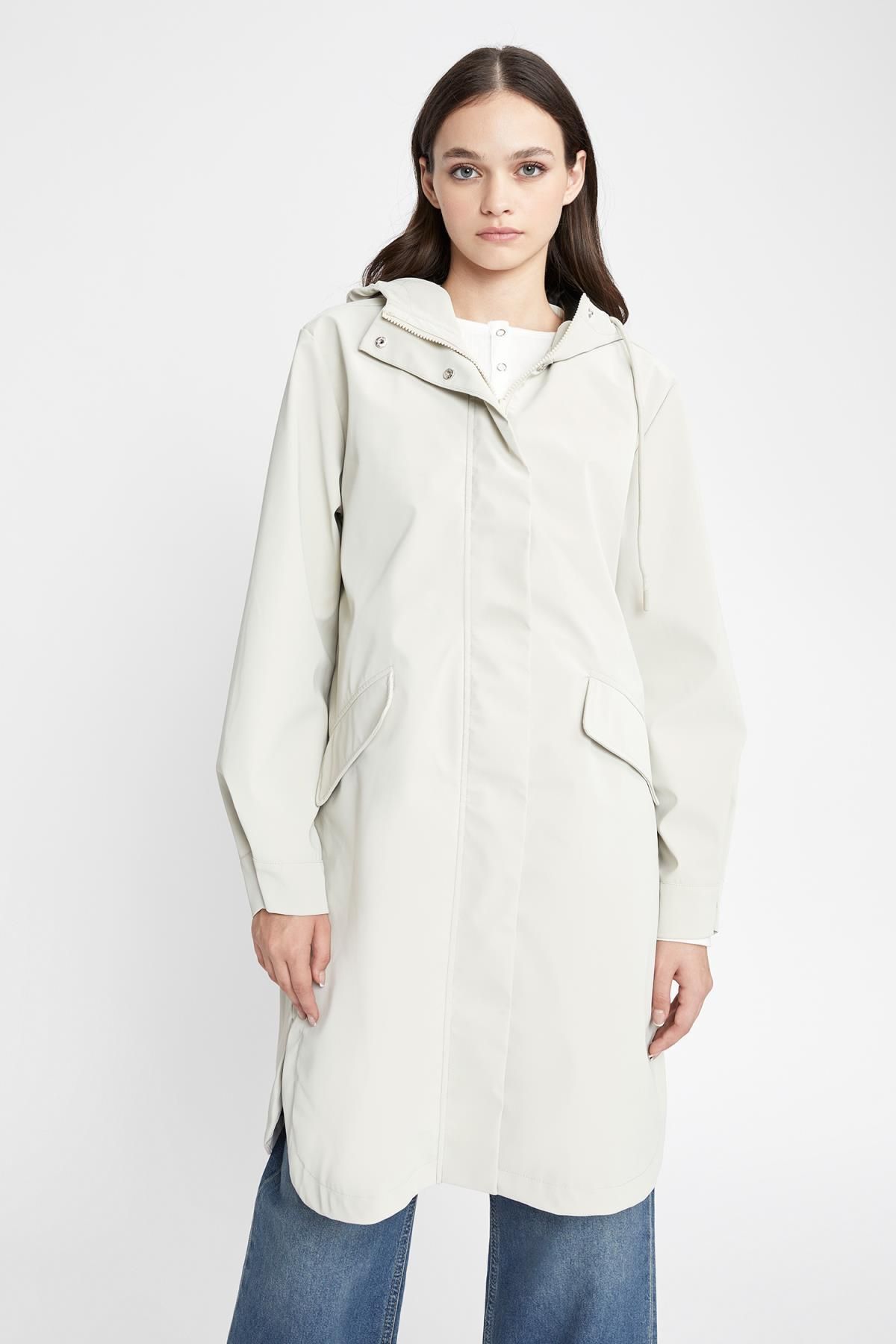 Defacto Waterproof Relax Fit Hooded Raincoat - Trendyol