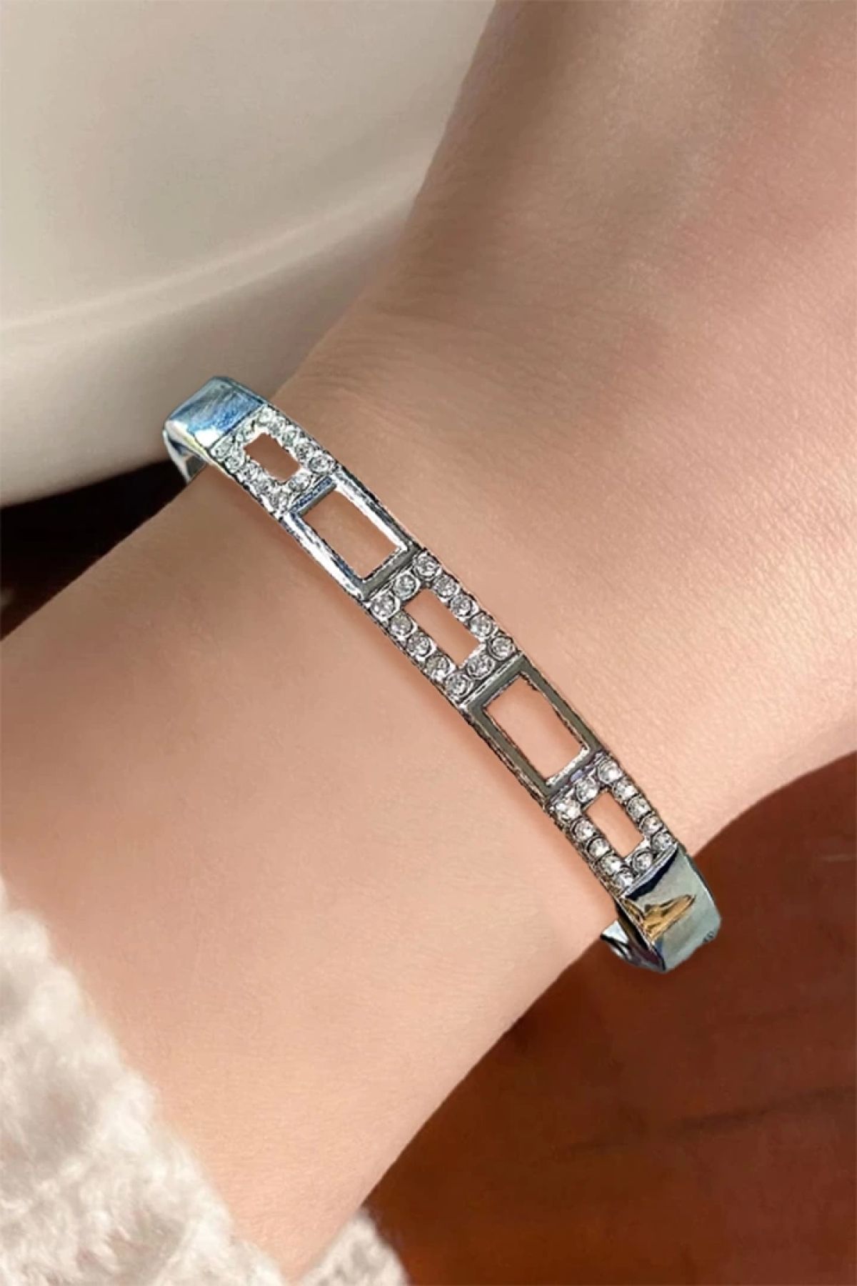 Square silver store bracelet