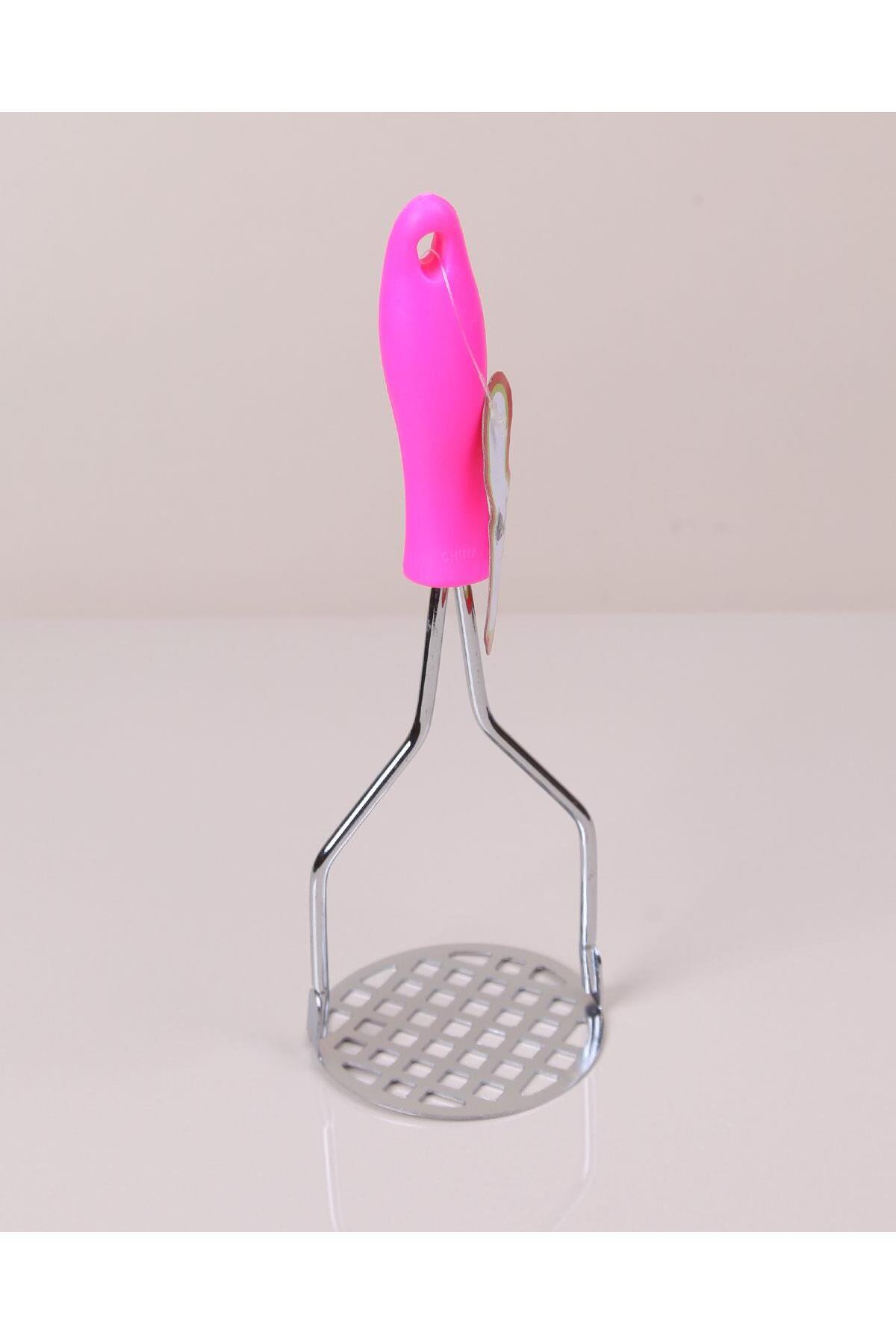 ALBETTO Plastik Saplı Metal Patates Ezici 27cm Pembe