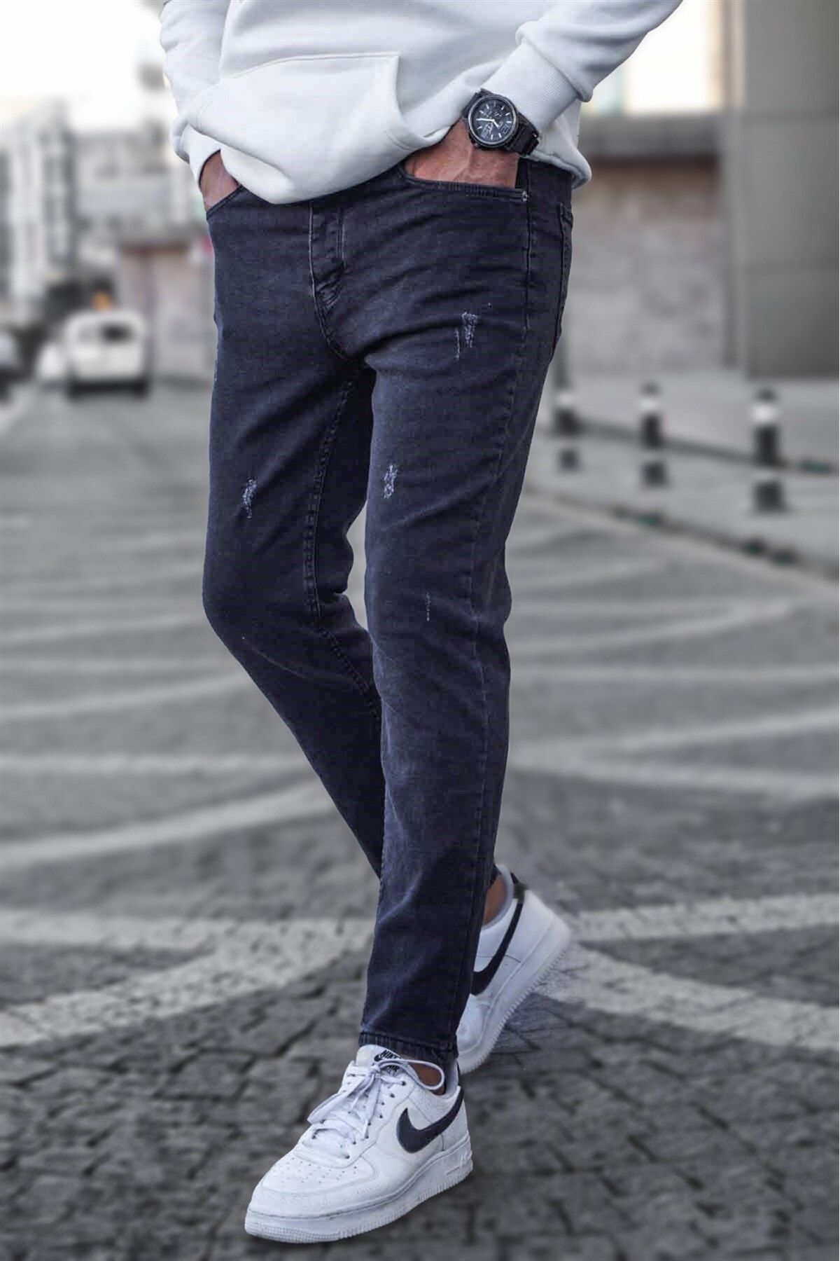شلوار جین دکمه ای جیب دار زیپ دار مدل اسکینی فیت مردانه مدمکست Madmext (برند ترکیه)